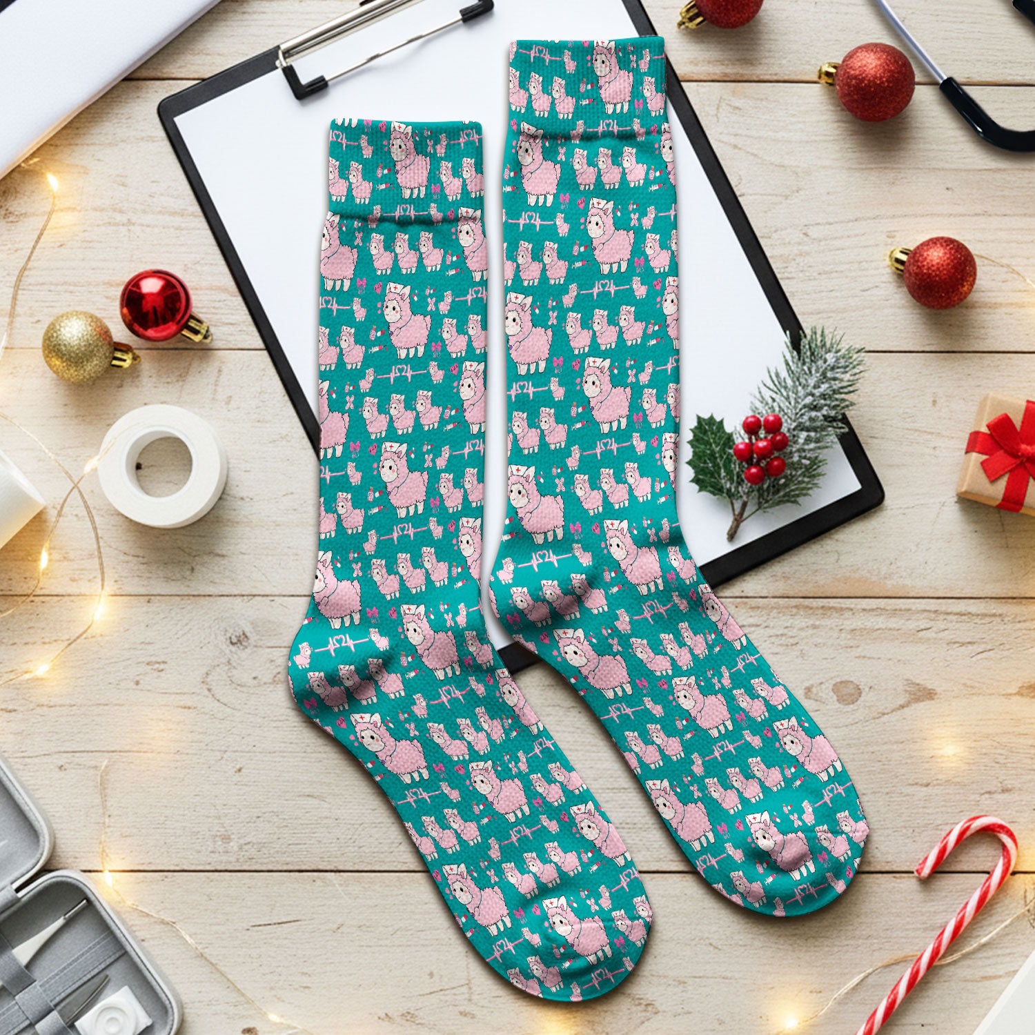 Llama Ain't Got Time For Your Drama Scrub Socks, Funny Pattern Scrub Sock, Breathable Fabrics Nursing Uniform