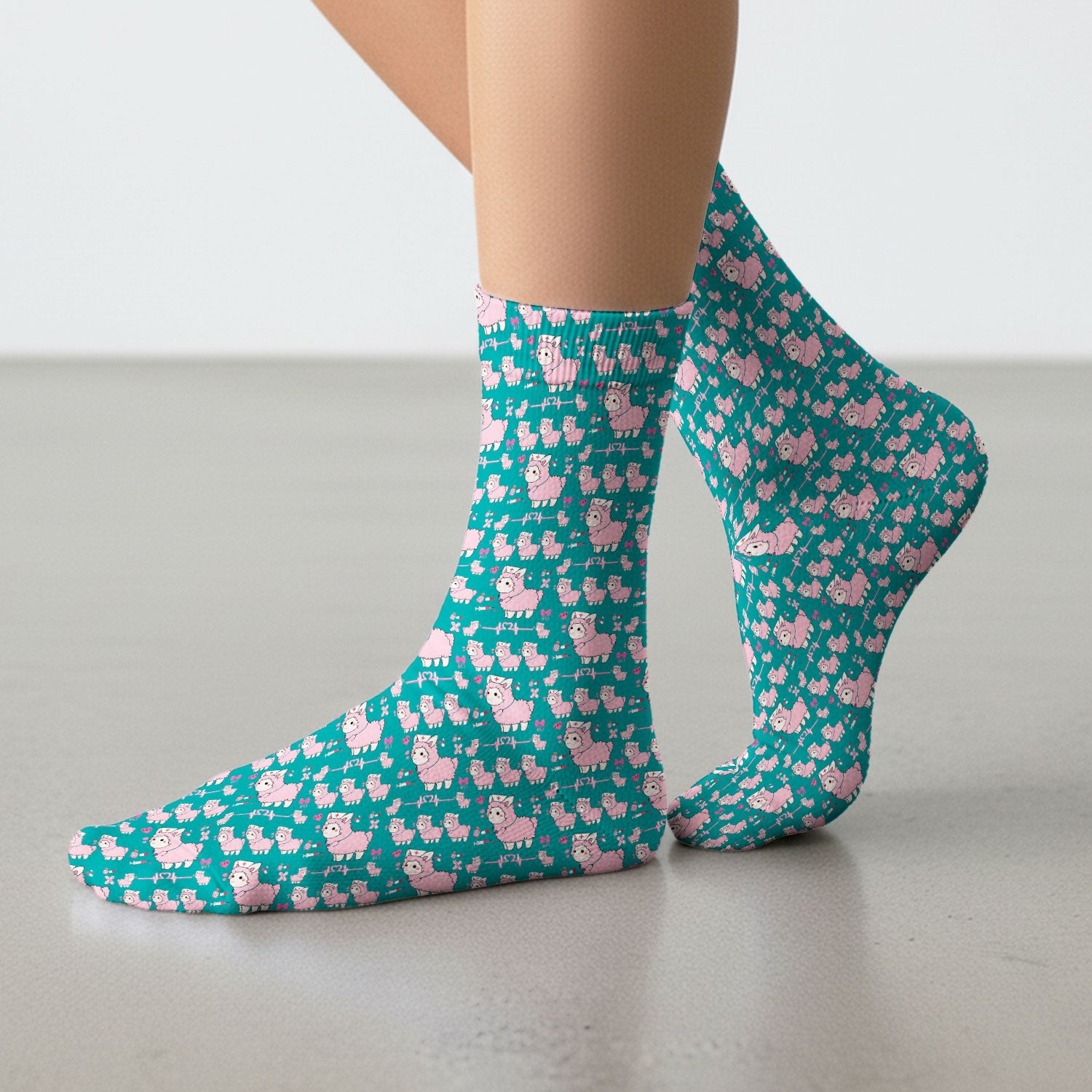Llama Ain't Got Time For Your Drama Scrub Socks, Funny Pattern Scrub Sock, Breathable Fabrics Nursing Uniform