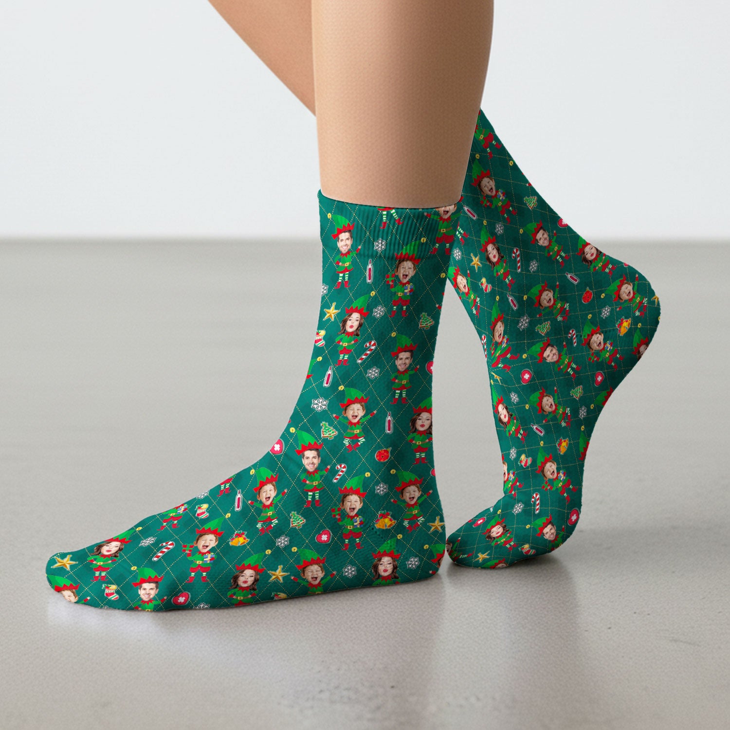 Personalized Face Nurse Sock, Custom Photo Christmas Scrub Socks, Funny Holiday Medical Uniform For Nursing