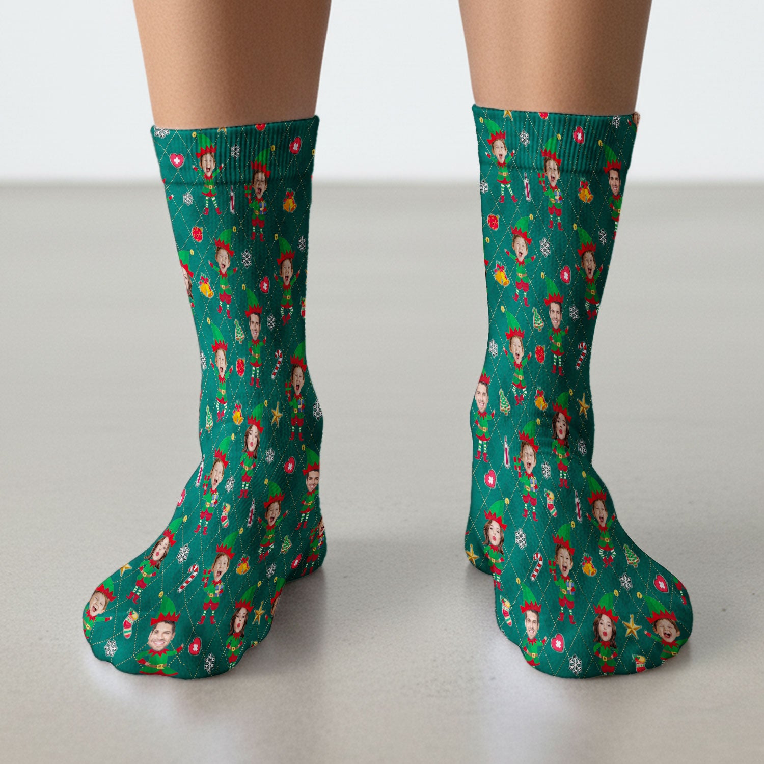 Personalized Face Nurse Sock, Custom Photo Christmas Scrub Socks, Funny Holiday Medical Uniform For Nursing