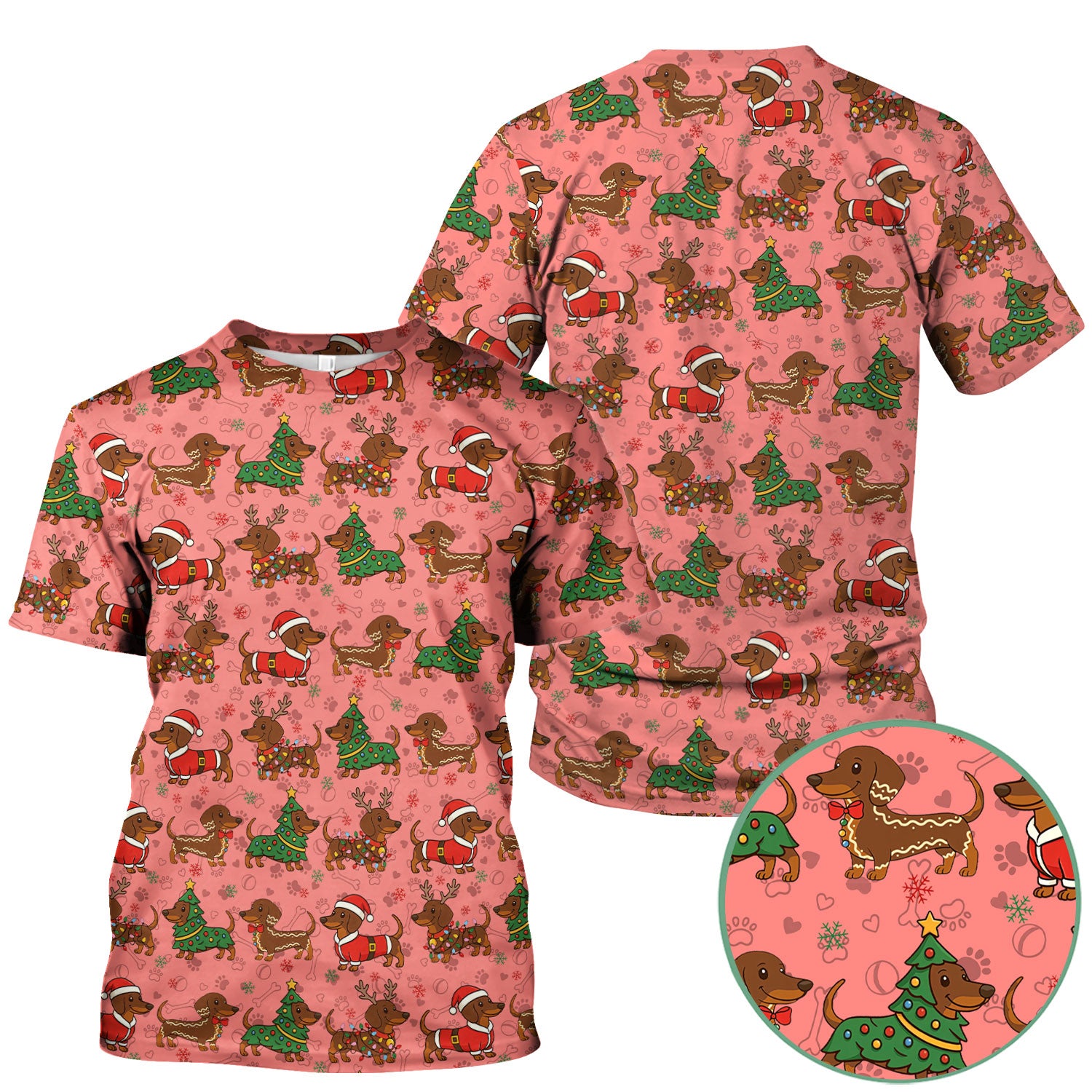 Holiday Dachshund Christmas Scrub Top - Funny Wiener Sausage Dog Nurse Shirt - Adorable Dog Lover Gift for RN CNA LPN