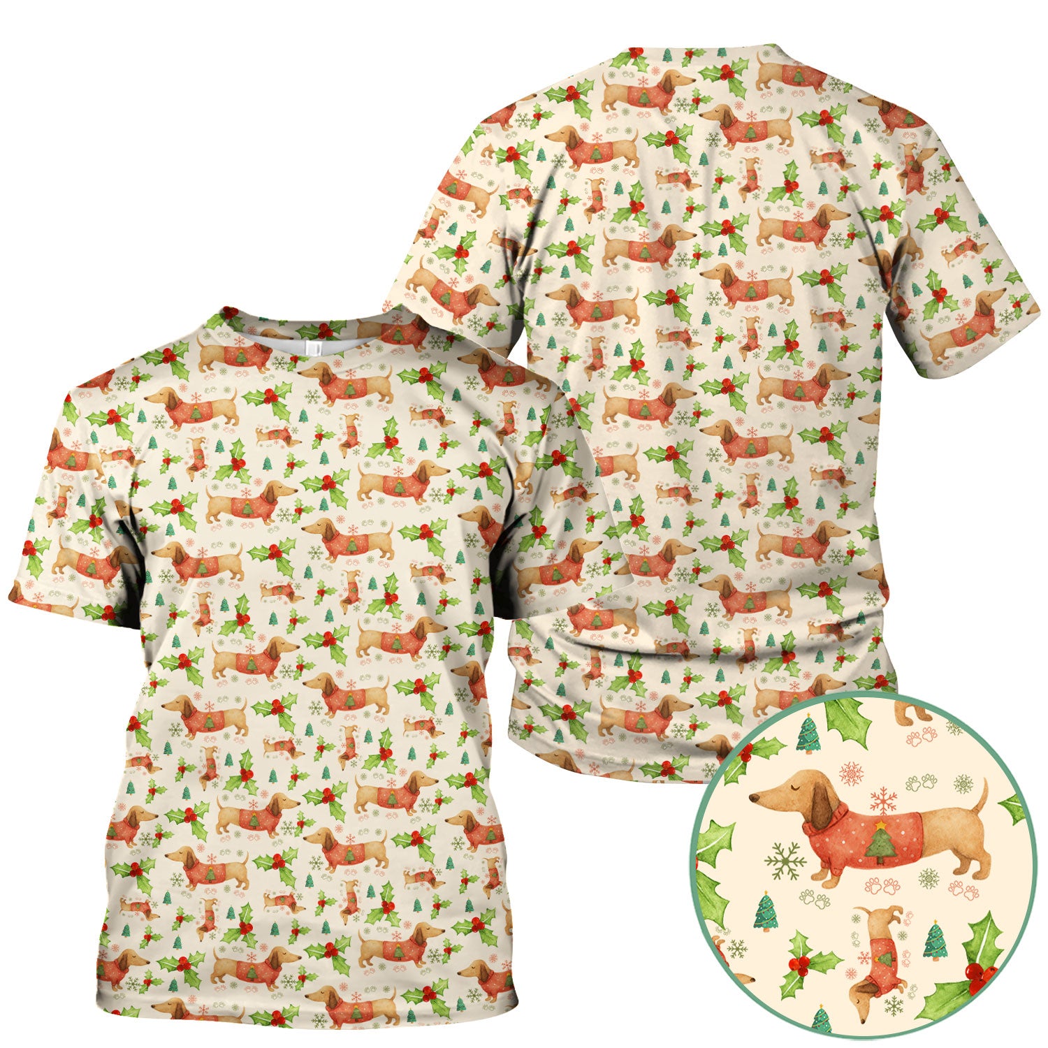 Festive Dachshund Scrub Top - Cute Sausage Dog Christmas Medical Uniform - Wiener Puppy Lover Gift