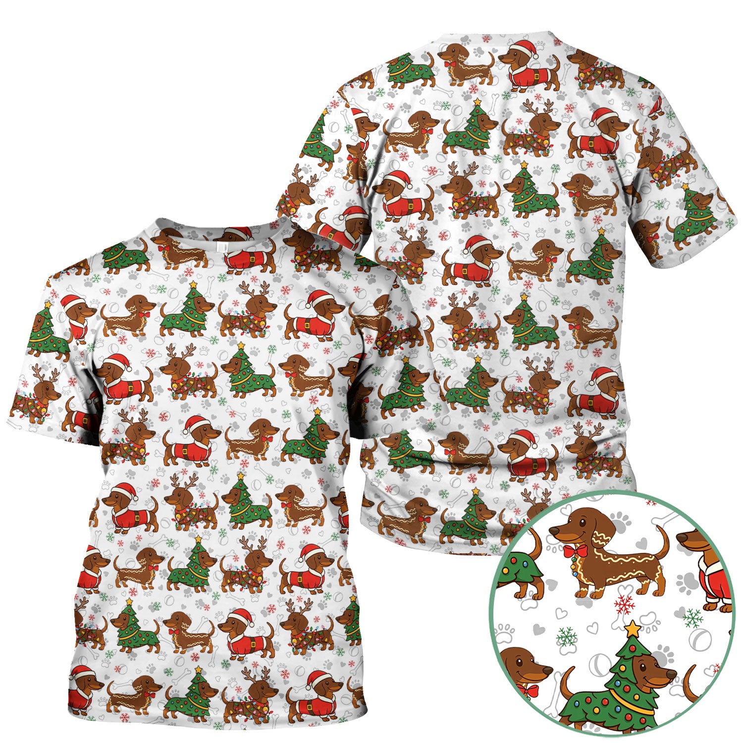 Holiday Dachshund Christmas Scrub Top - Funny Wiener Sausage Dog Nurse Shirt - Adorable Dog Lover Gift for RN CNA LPN