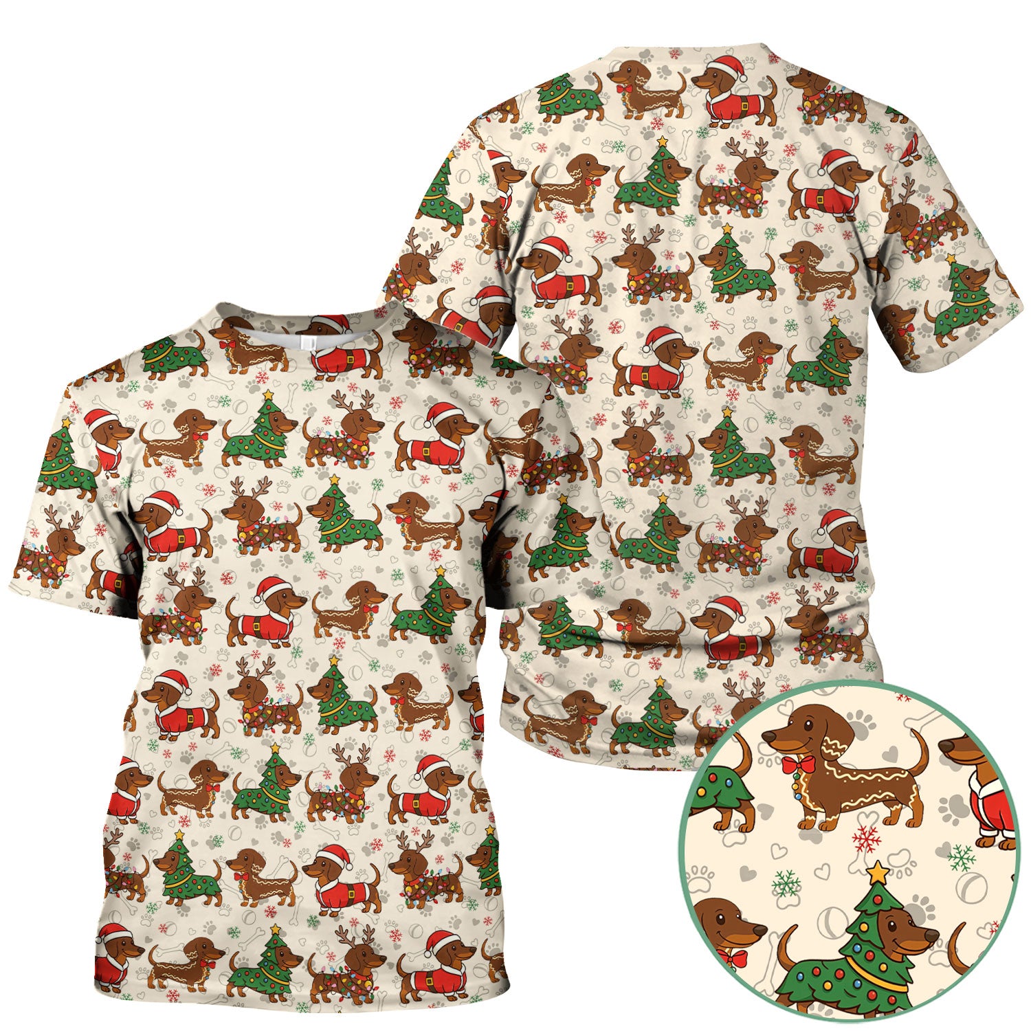 Christmas Dachshund Scrub Top - Funny Sausage Dog Wiener Holiday Nurse Shirt - Xmas Medical Uniform Gift for RN CNA LPN