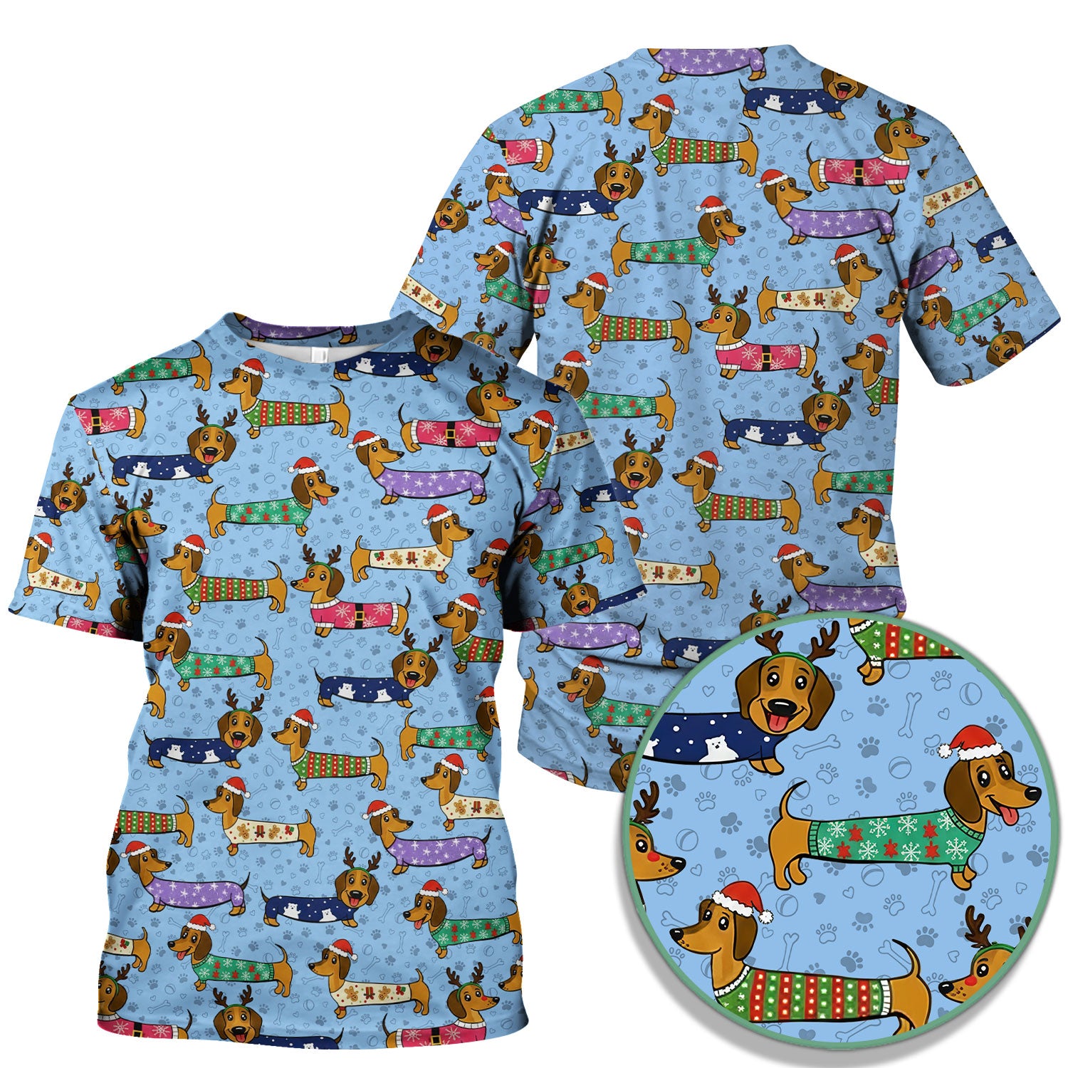 Funny Dachshund Dog Christmas Scrub Top for Nurses - Holiday Reindeer Wiener Dog Shirt - Cute Vet Tech Uniform Gift