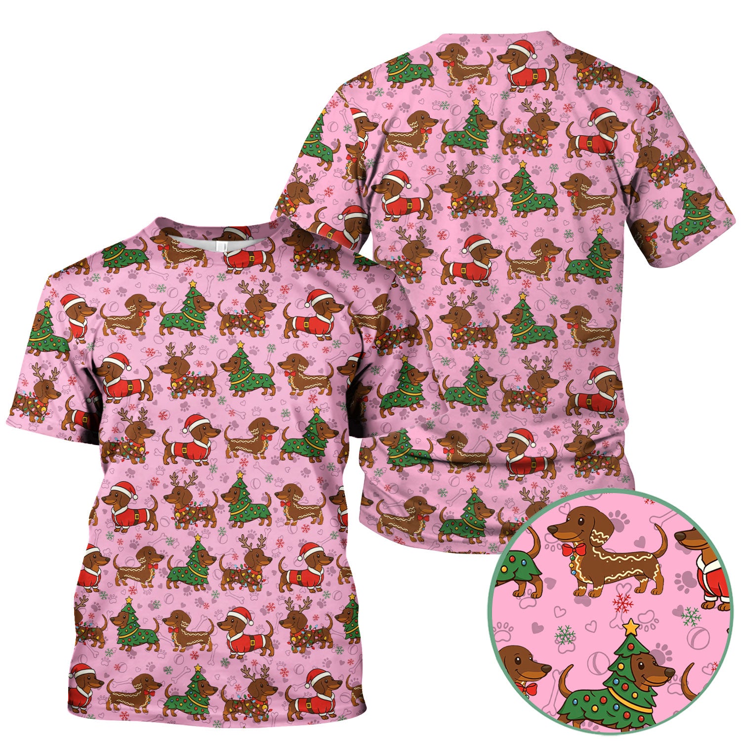 Holiday Dachshund Christmas Scrub Top - Funny Wiener Sausage Dog Nurse Shirt - Adorable Dog Lover Gift for RN CNA LPN
