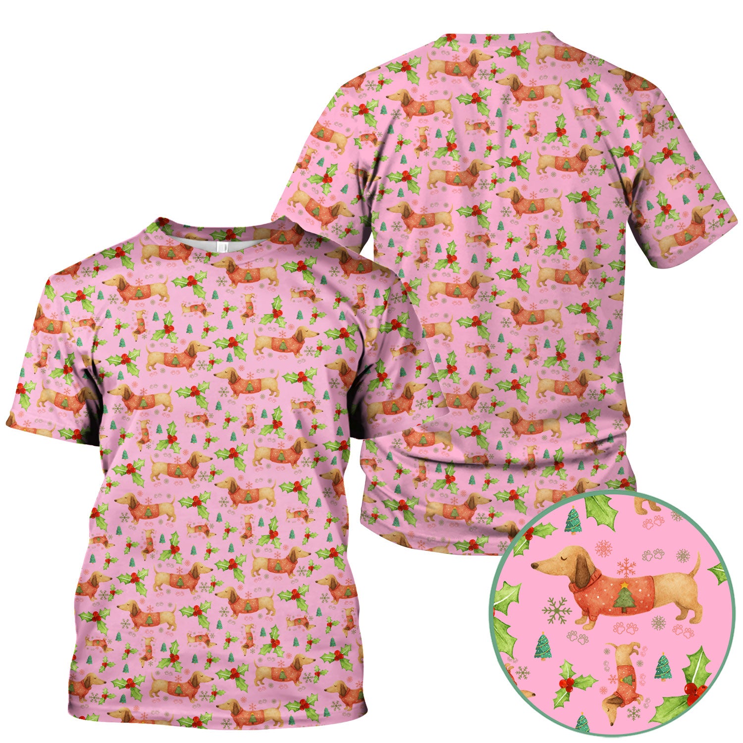 Cute Dachshund Christmas Scrub - Funny Sausage Dog Wiener Puppy Holiday Nurse Shirt - Xmas Medical Uniform Gift for RN CNA LPN