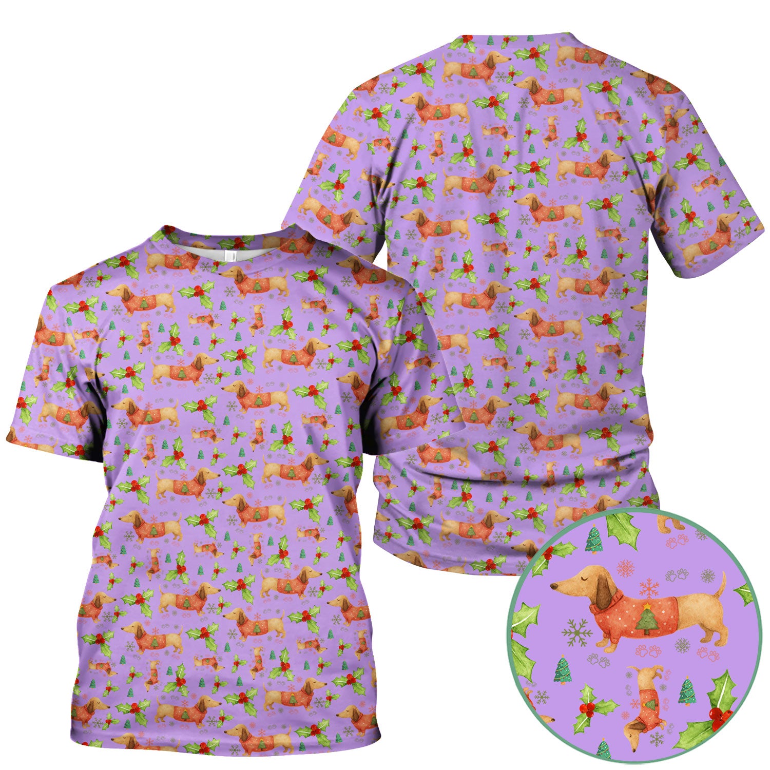 Festive Dachshund Scrub Top - Cute Sausage Dog Christmas Medical Uniform - Wiener Puppy Lover Gift