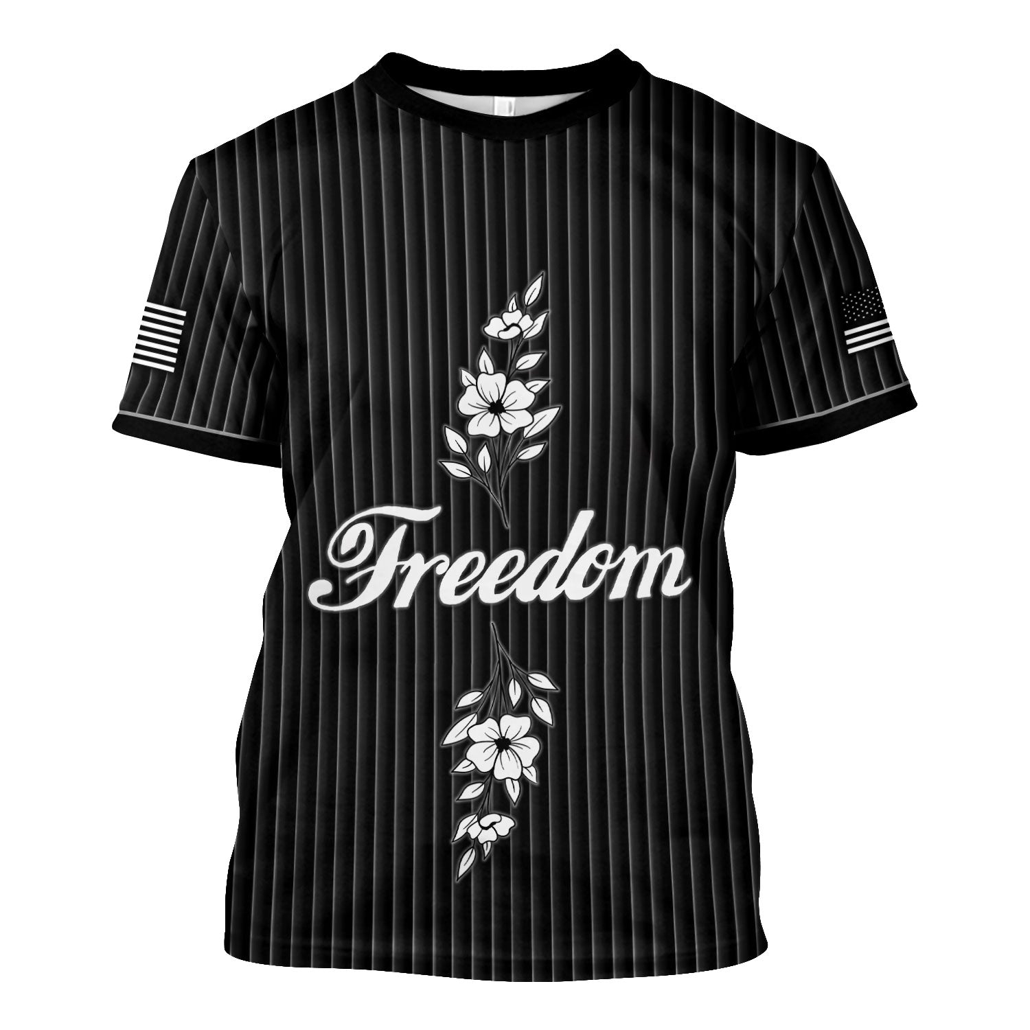 Freedom Shirt Women Scrub Top - Minimalist Floral Medical Uniform - Elegant White Stripe Nursing Gift for RN LPN CNA