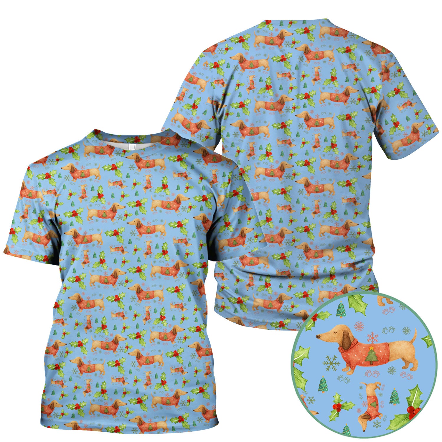 Cute Dachshund Christmas Scrub - Funny Sausage Dog Wiener Puppy Holiday Nurse Shirt - Xmas Medical Uniform Gift for RN CNA LPN