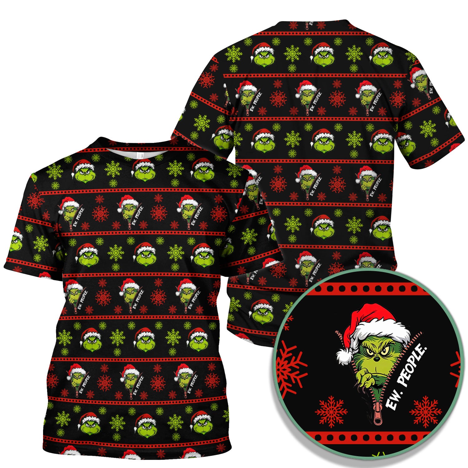 Ew, People Funny Grinch Christmas Scrub Top - Holiday Nurse Shirt - Merry Grinchmas Gift for RN CNA LPN LVN EN