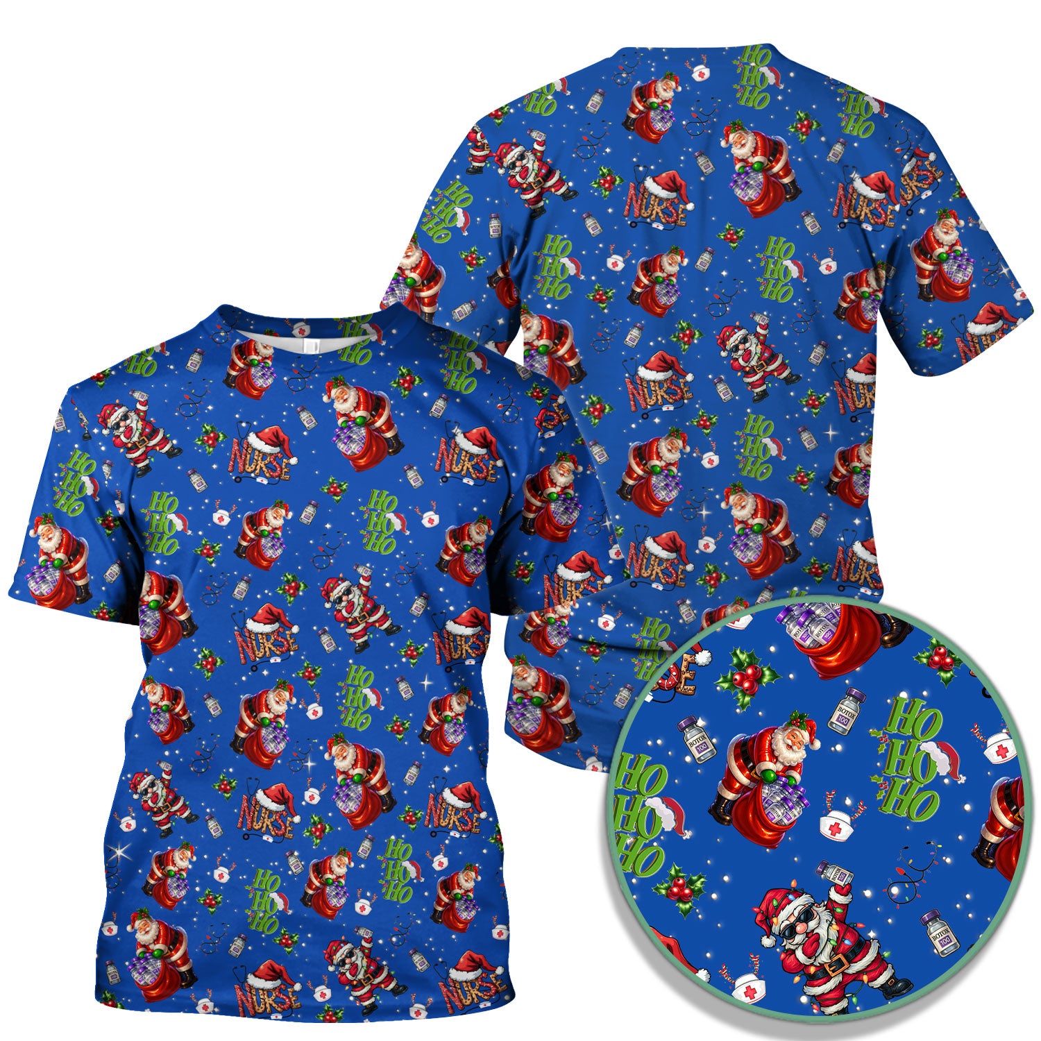 Santa Nurse Christmas Scrub Shirt - Funny Holiday Scrub Top Multi Colors - Cute Nursing Work Shirt with Pockets