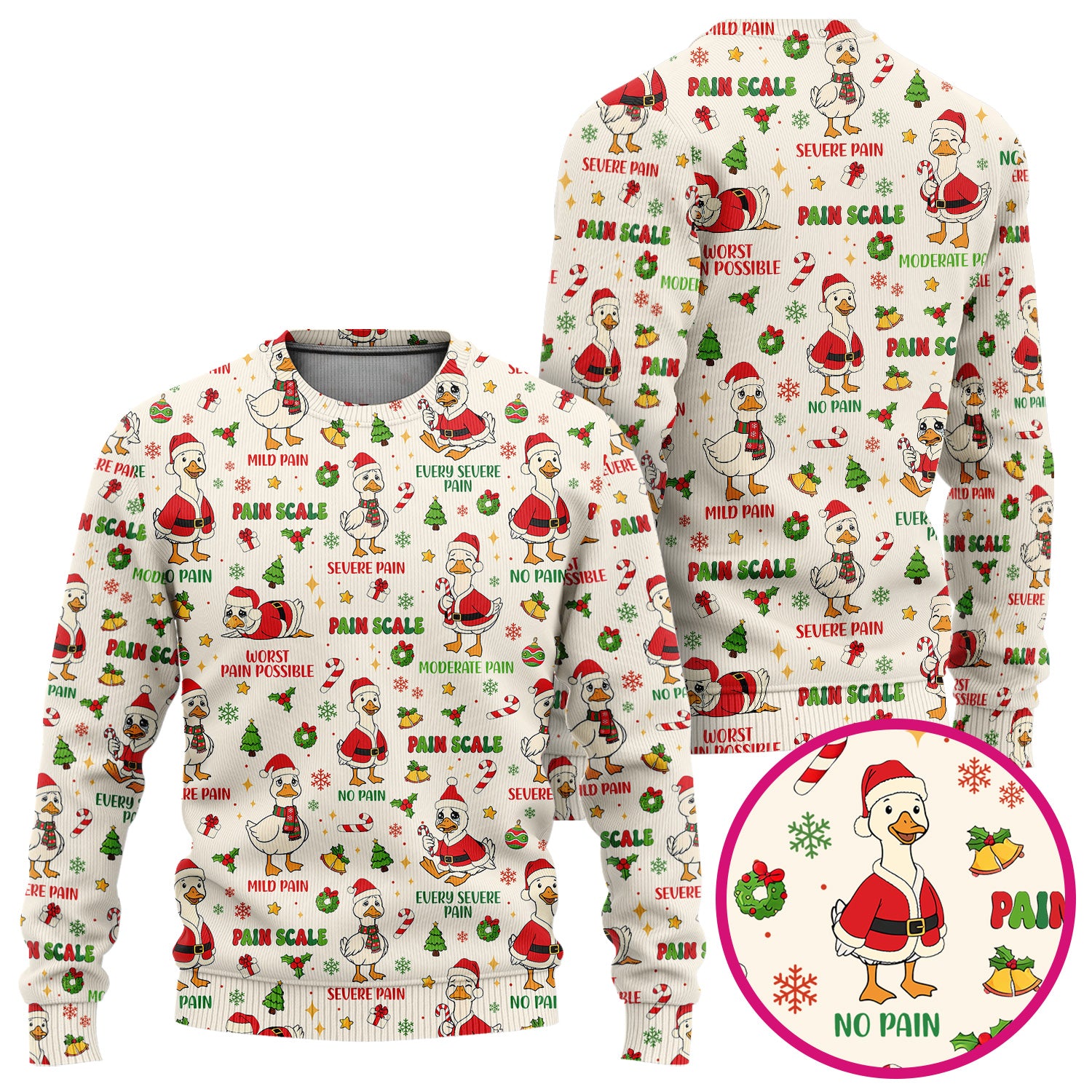Christmas Nurse Scrub Set - Funny Goose Pain Scale Pants and V Neck Top - Cute Holiday Medical Uniform for RN LPN CNA