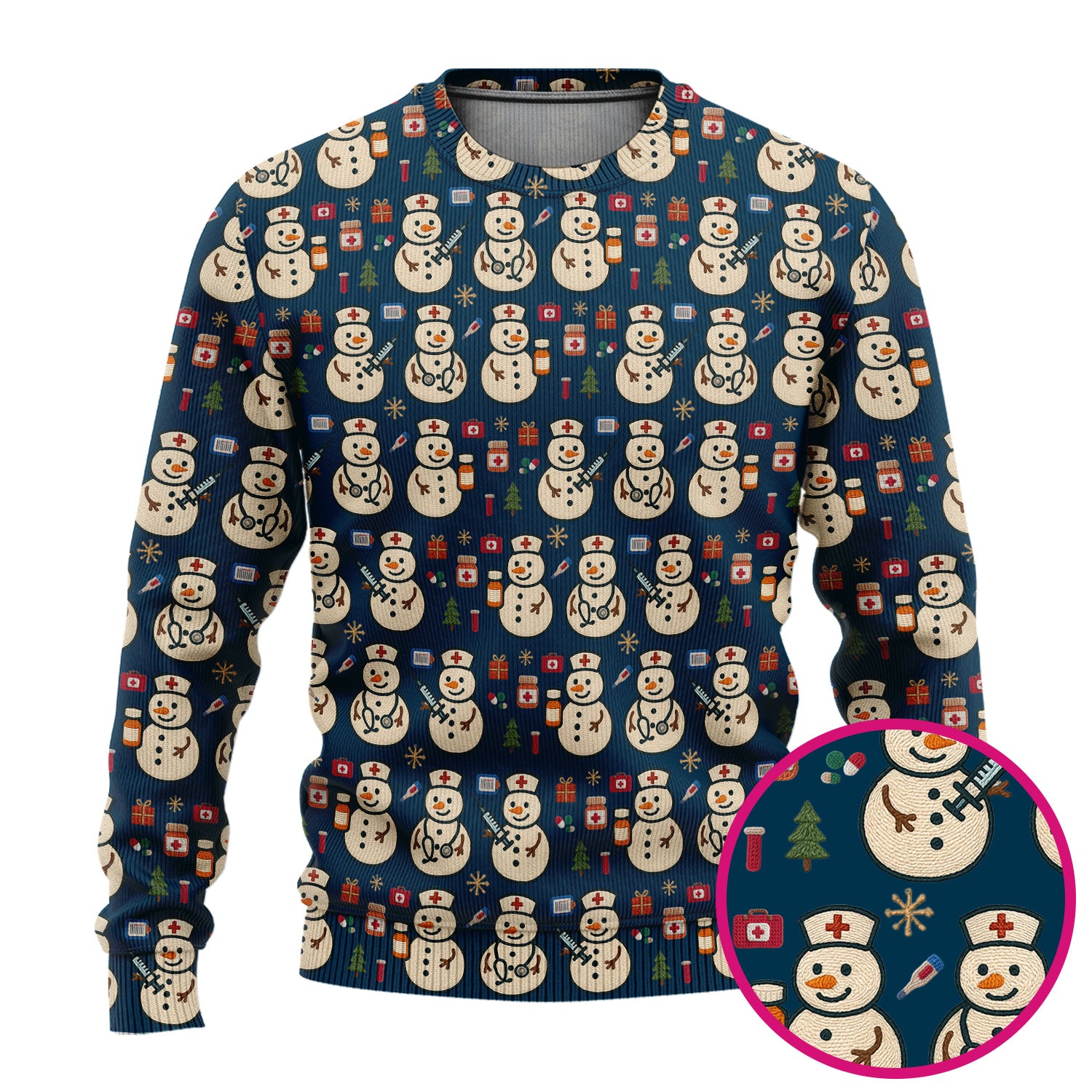 Snowman Nurse Christmas Scrub Set – Festive Medical Pattern Shirt – Cute Holiday Uniform For Nursing