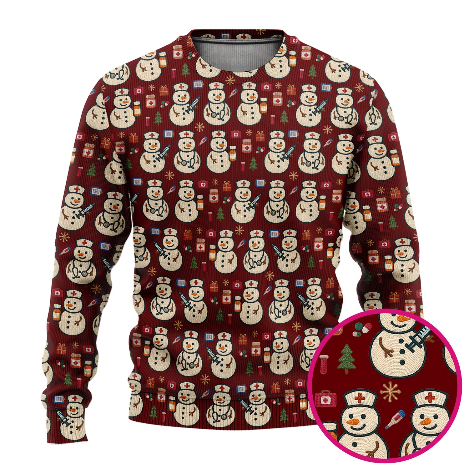 Snowman Nurse Christmas Scrub Set – Festive Medical Pattern Shirt – Cute Holiday Uniform For Nursing