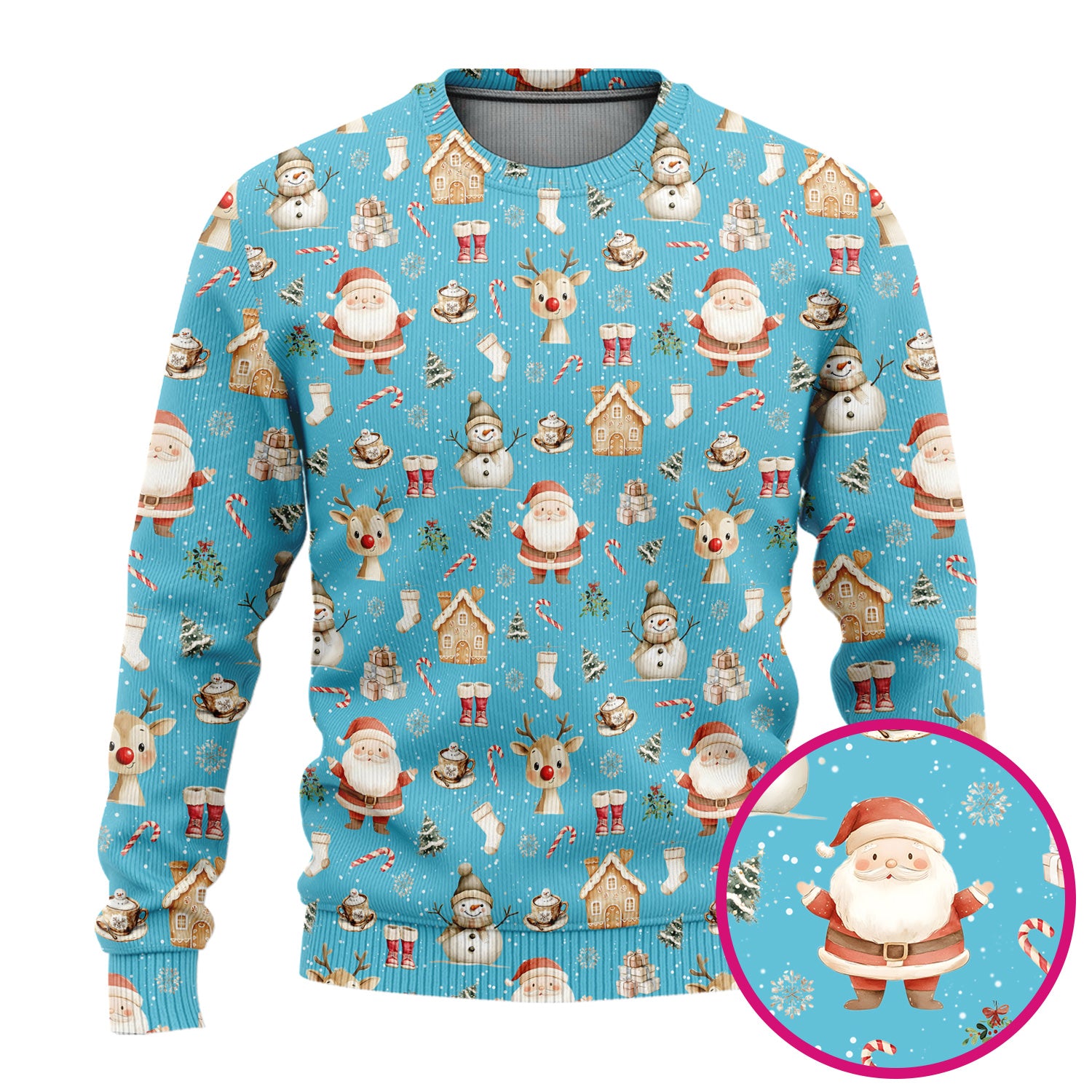 Christmas Santa Pattern  Scrub Top – Cute Medical Uniform for Nurses - Breathable Fabrics Nursing Uniform