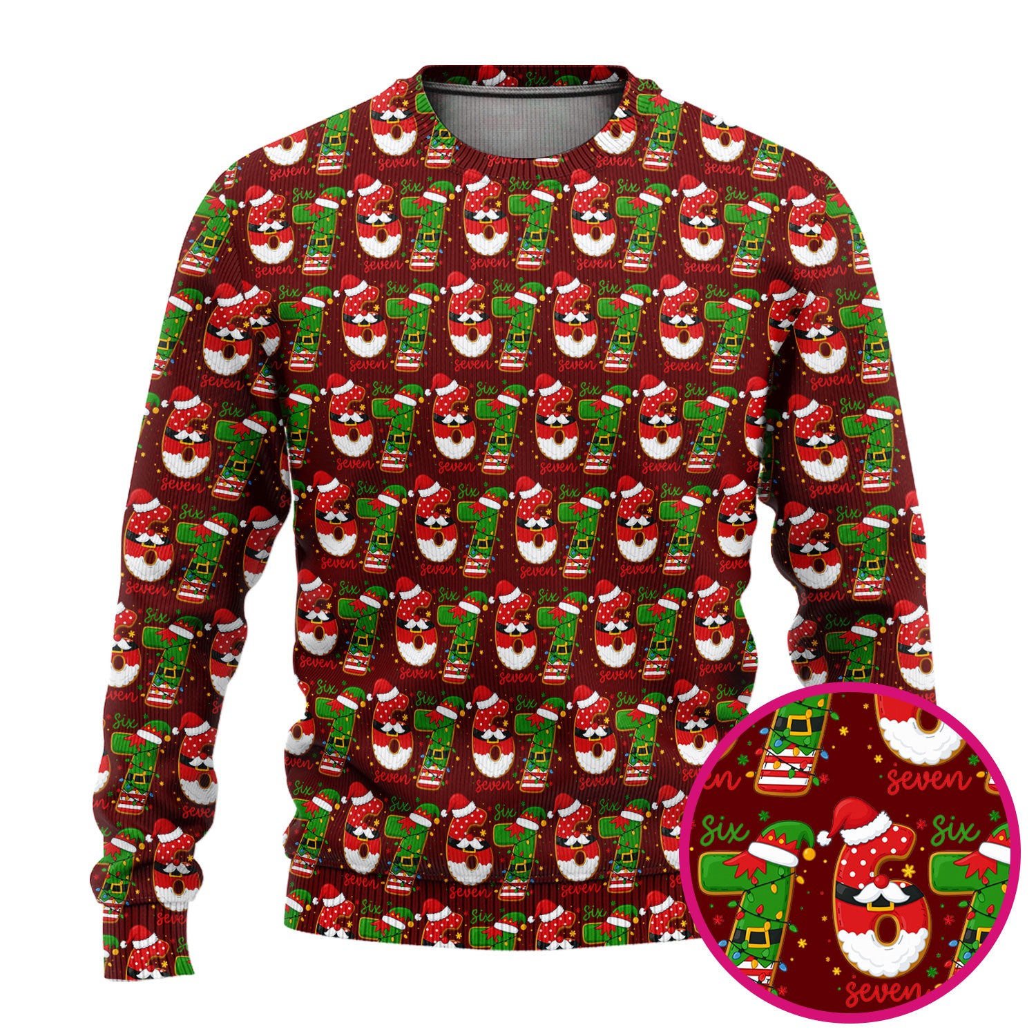 Christmas 67 Pattern Scrub Top, Festive Holiday Medical Uniform Shirt For Nursing