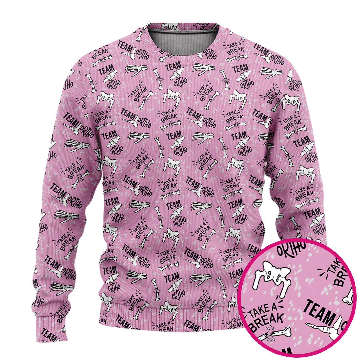 Team Ortho Bone Joint Print Scrub Top, Breathable Fabrics Nursing Uniform
