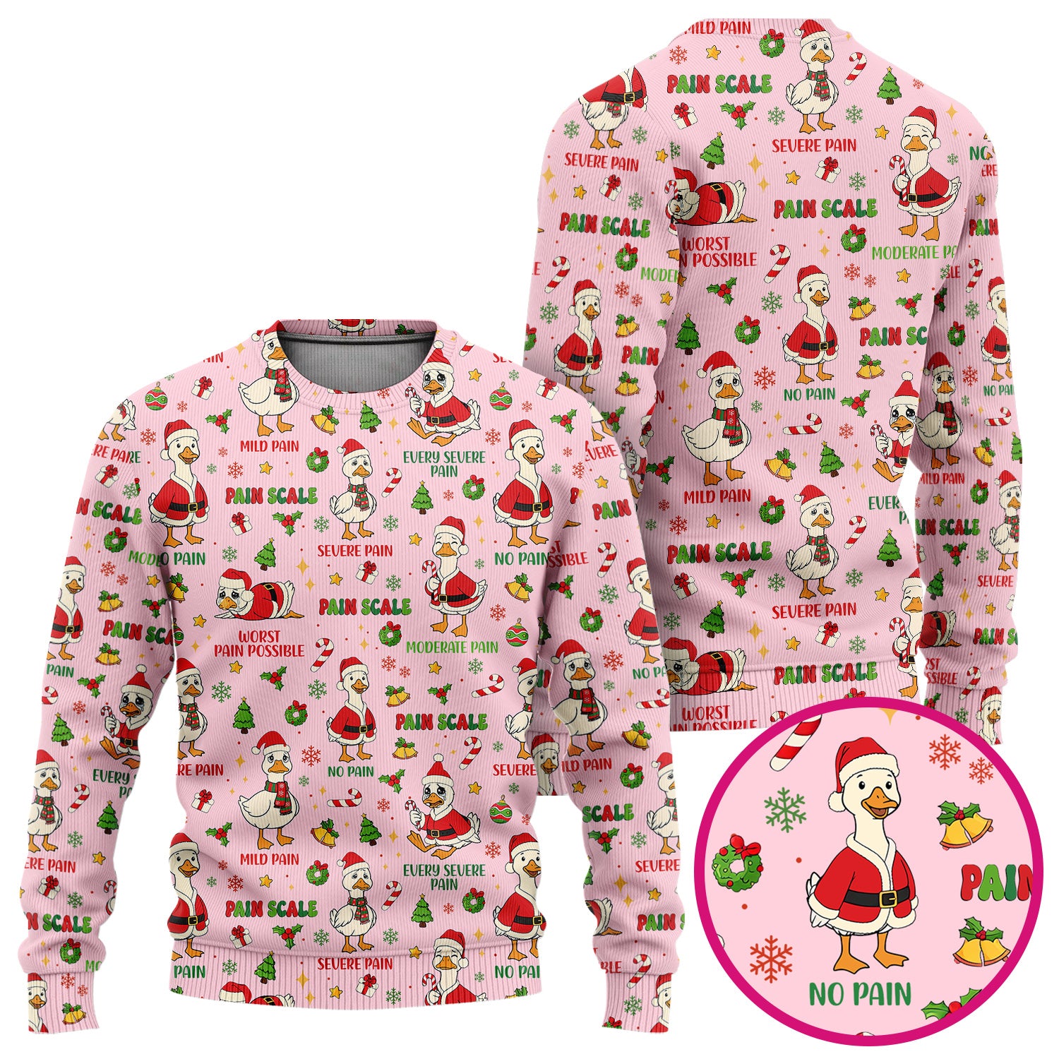 Christmas Nurse Scrub Set - Funny Goose Pain Scale Pants and V Neck Top - Cute Holiday Medical Uniform for RN LPN CNA