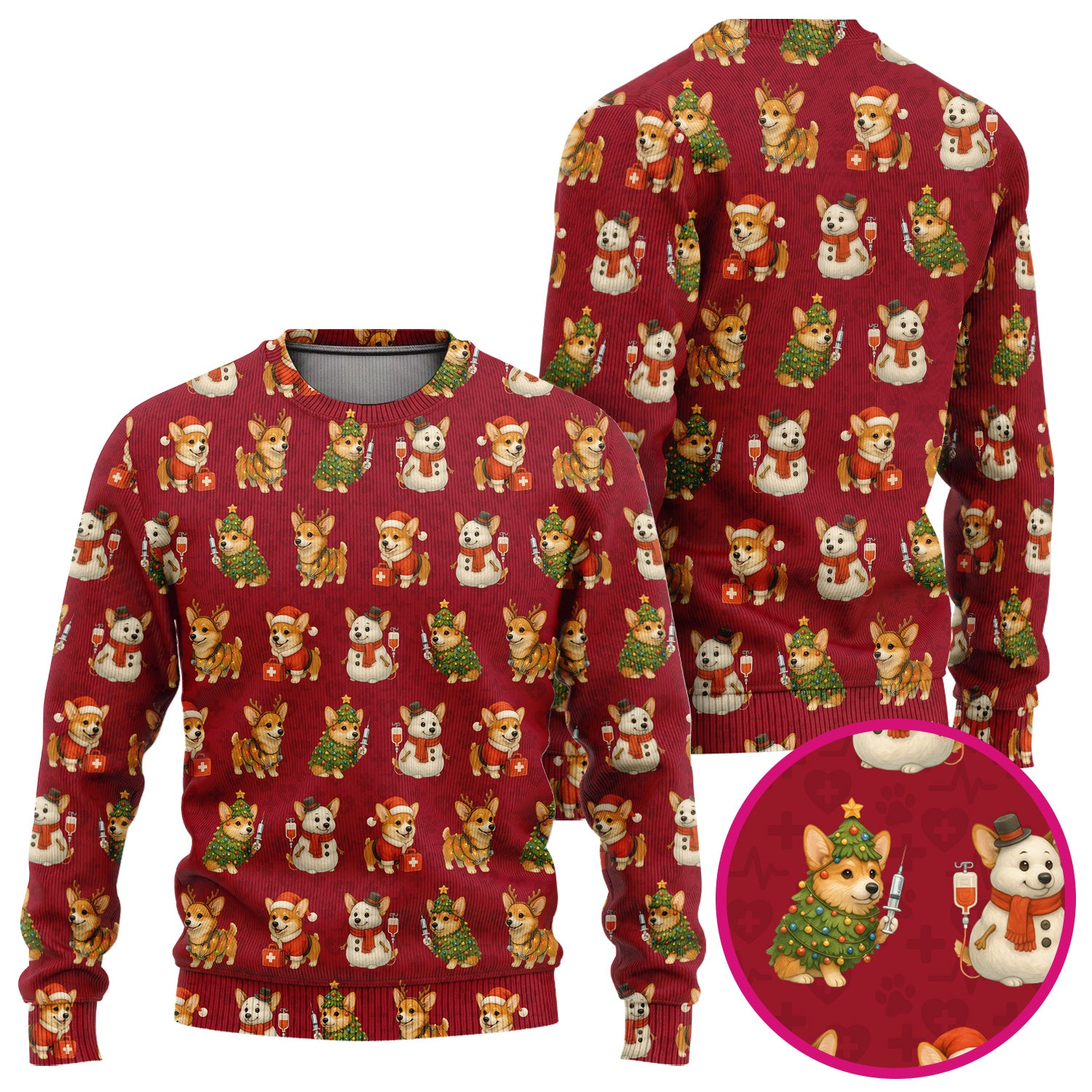 Corgi Christmas Scrubs Set - Adorable Festive Scrub Top & Pants - Fun Holiday Corgi Scrubs Perfect for Nurse Gift Season