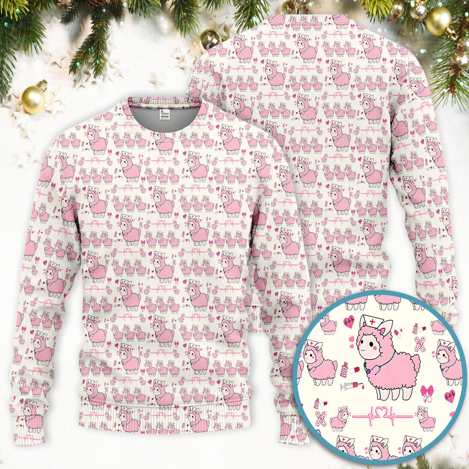Llama Ain't Got Time For Your Drama Scrub Set, Funny Pattern Scrub Shirt, Breathable Fabrics Nursing Uniform
