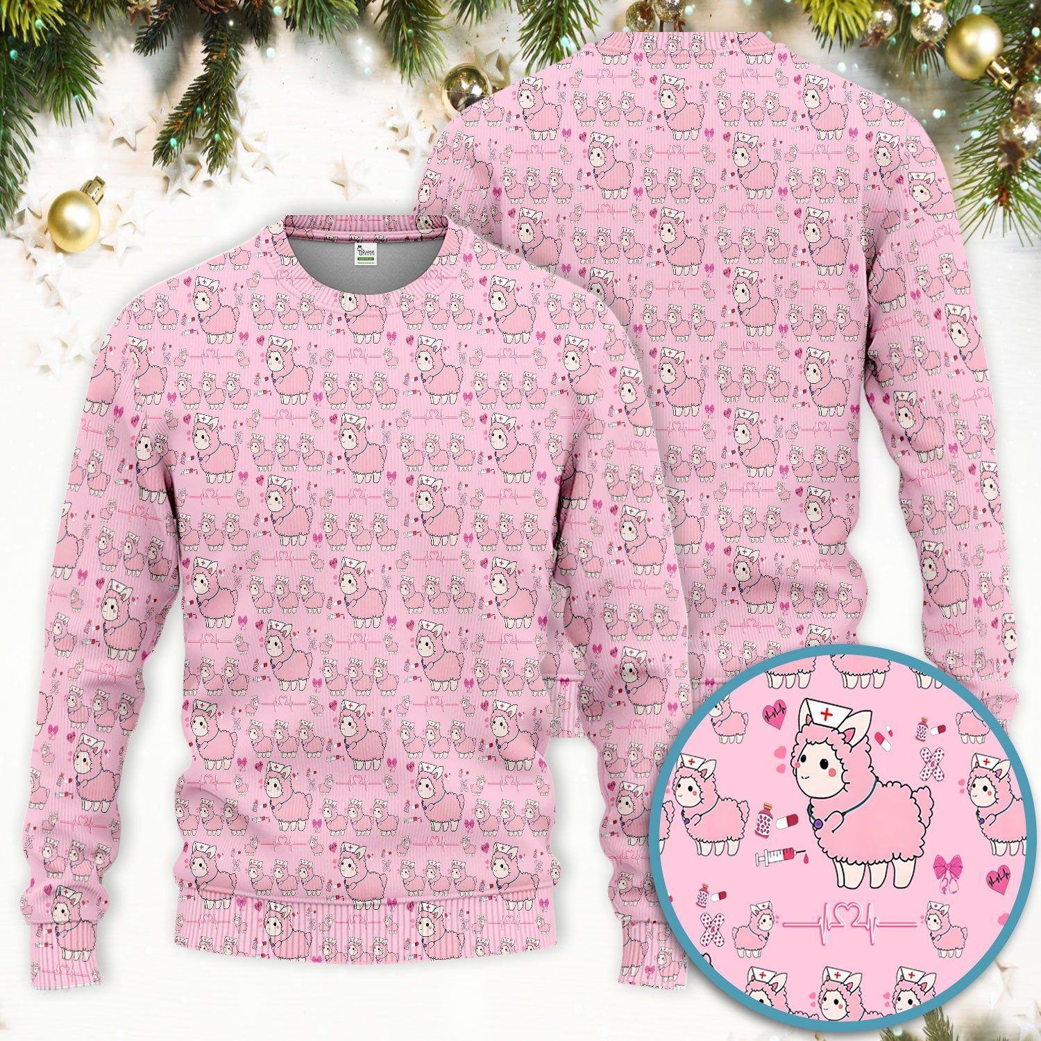 Llama Ain't Got Time For Your Drama Scrub Set, Funny Pattern Scrub Shirt, Breathable Fabrics Nursing Uniform
