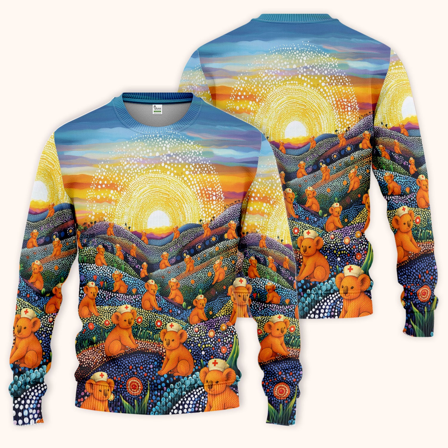 Australian Koala Dot Art Inspired Nurse Scrub Set - Women Uniform