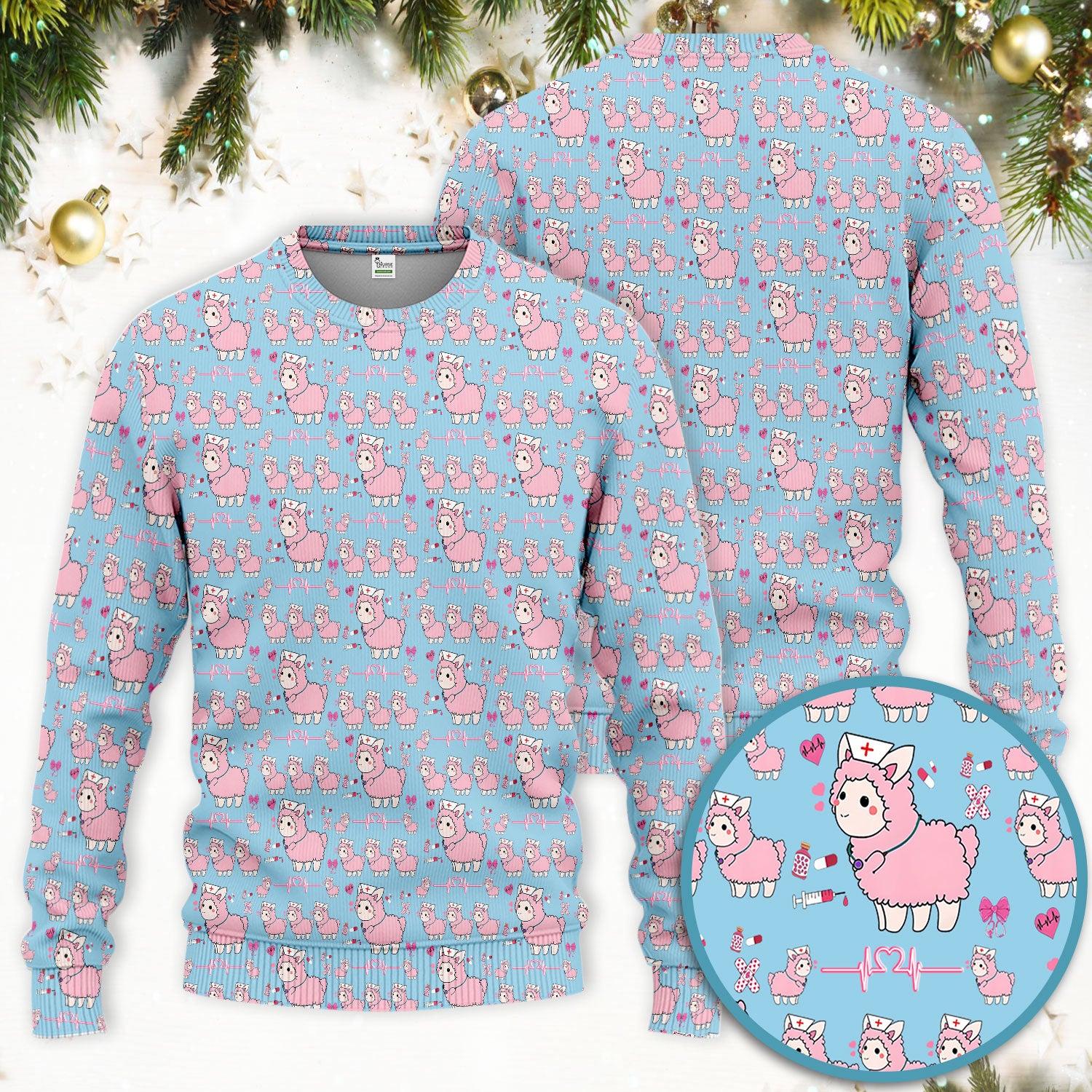 Llama Ain't Got Time For Your Drama Scrub Set, Funny Pattern Scrub Shirt, Breathable Fabrics Nursing Uniform