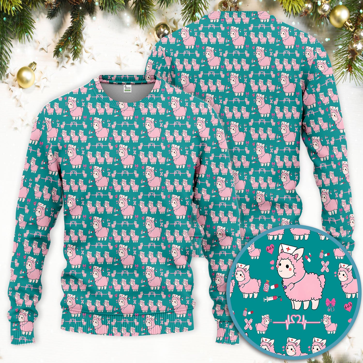 Llama Ain't Got Time For Your Drama Scrub Set, Funny Pattern Scrub Shirt, Breathable Fabrics Nursing Uniform