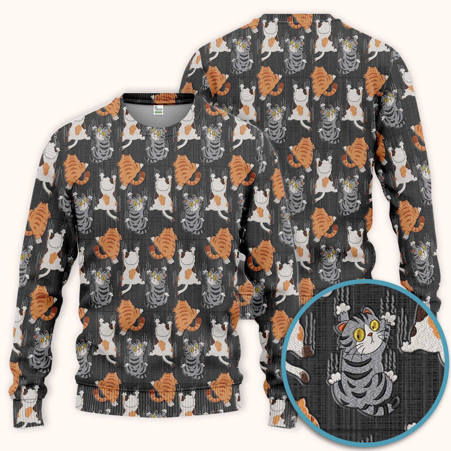 Cute Cat Pattern Nurse Scrub Set, Cats Medical Pattern Shirt, Breathable Fabrics Nursing Uniform