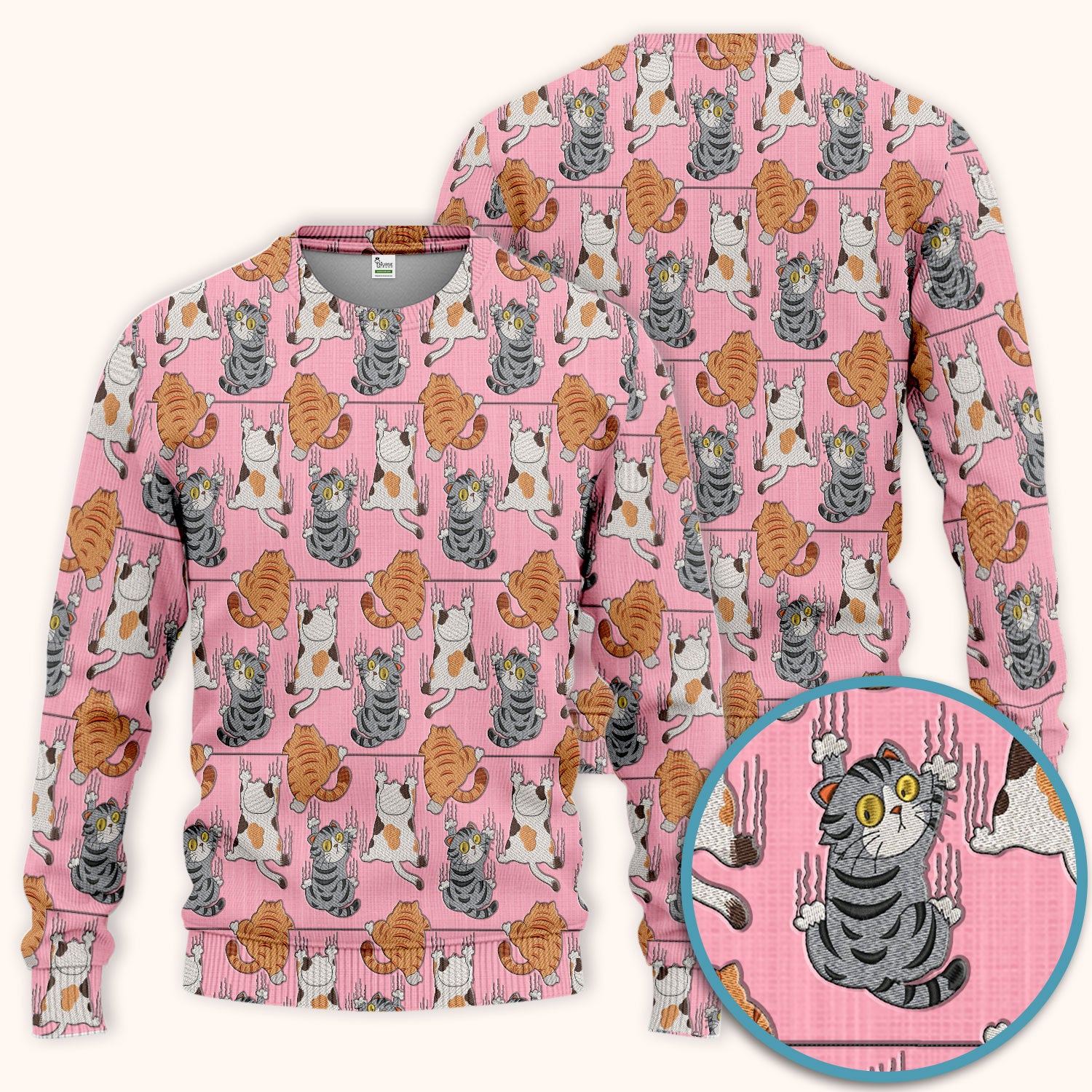 Cute Cat Pattern Nurse Scrub Set, Cats Medical Pattern Shirt, Breathable Fabrics Nursing Uniform