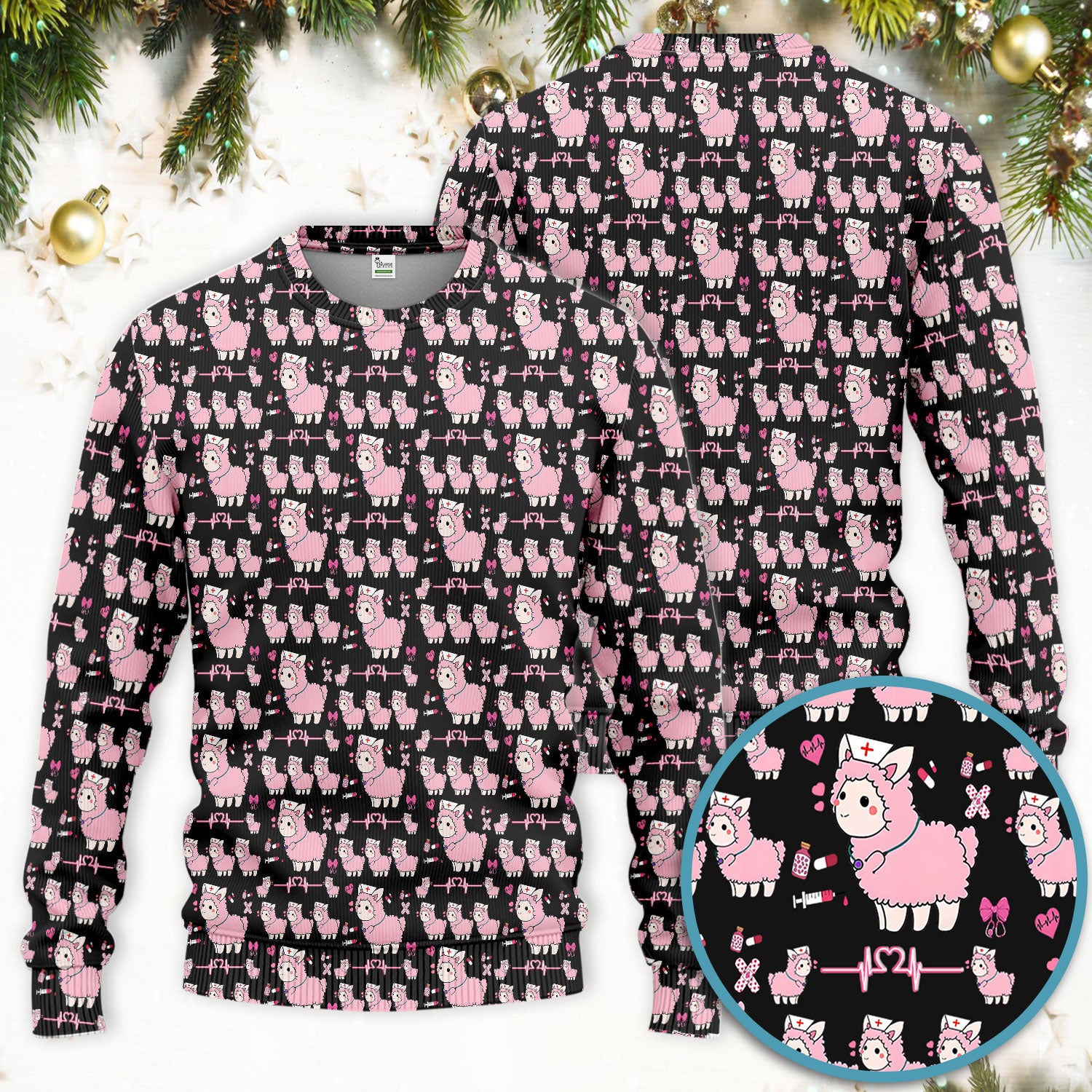 Llama Ain't Got Time For Your Drama Scrub Set, Funny Pattern Scrub Shirt, Breathable Fabrics Nursing Uniform