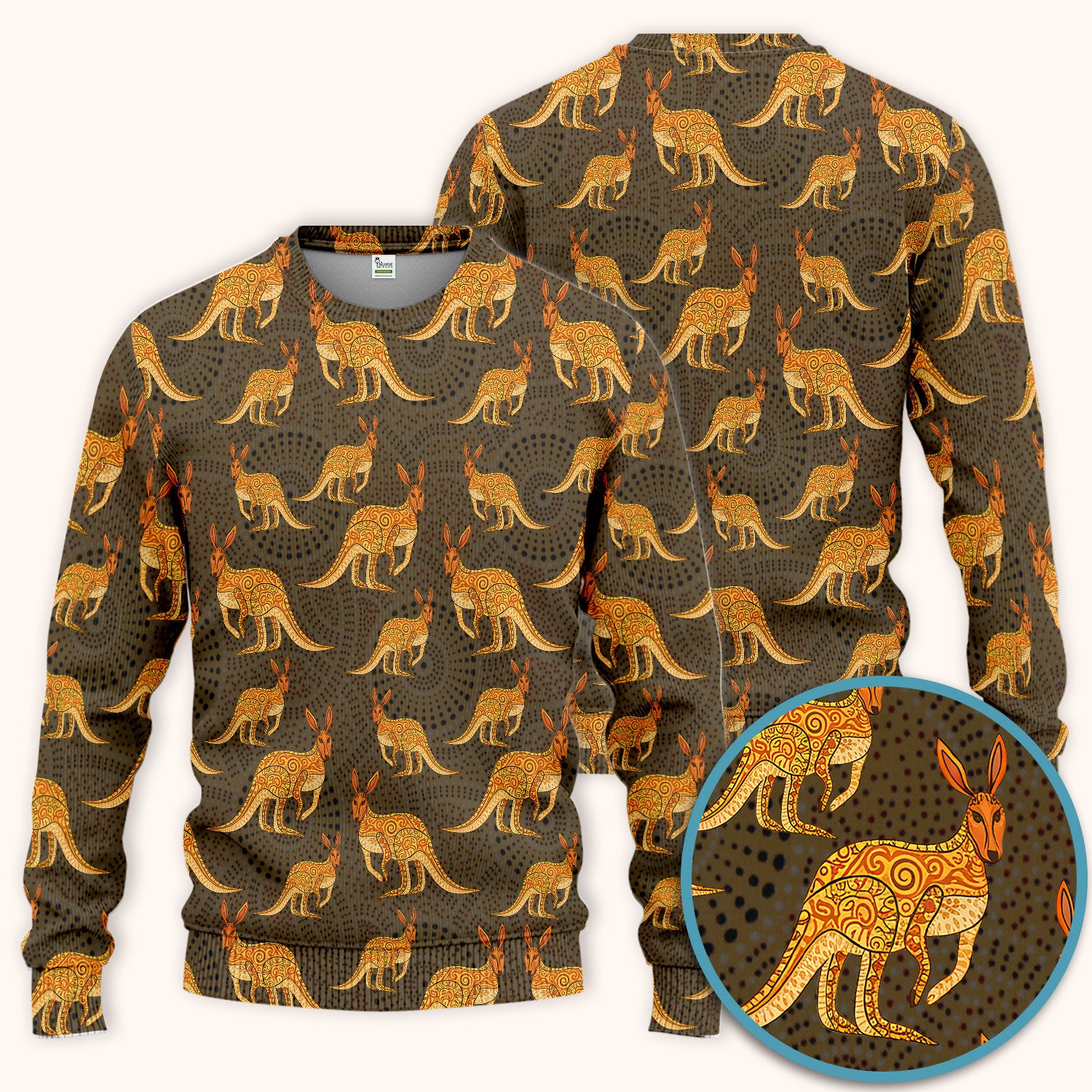 Australian Kangaroo Dot Art Inspired Nursing Scrub Set - Women Uniform