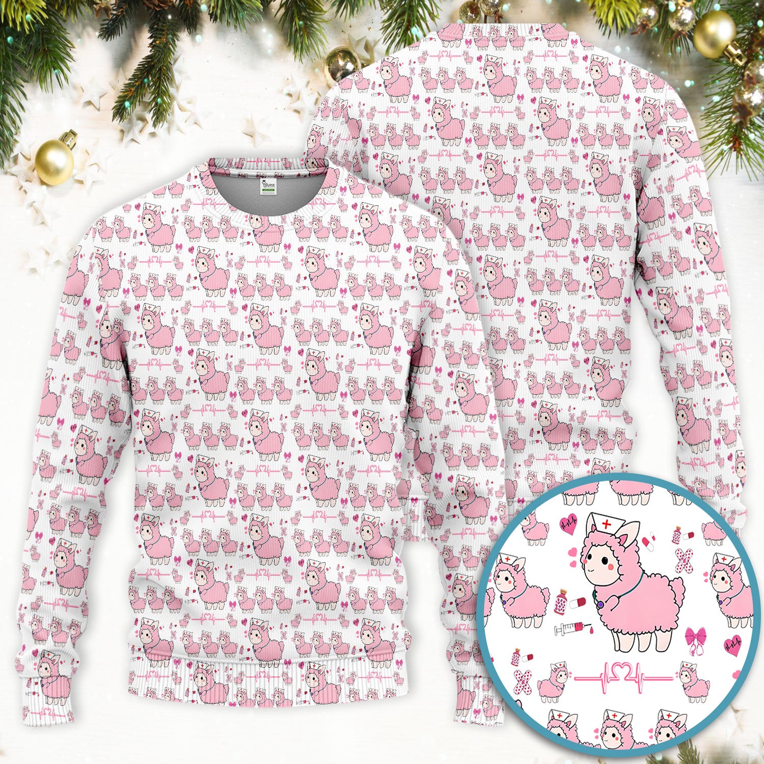 Llama Ain't Got Time For Your Drama Scrub Set, Funny Pattern Scrub Shirt, Breathable Fabrics Nursing Uniform