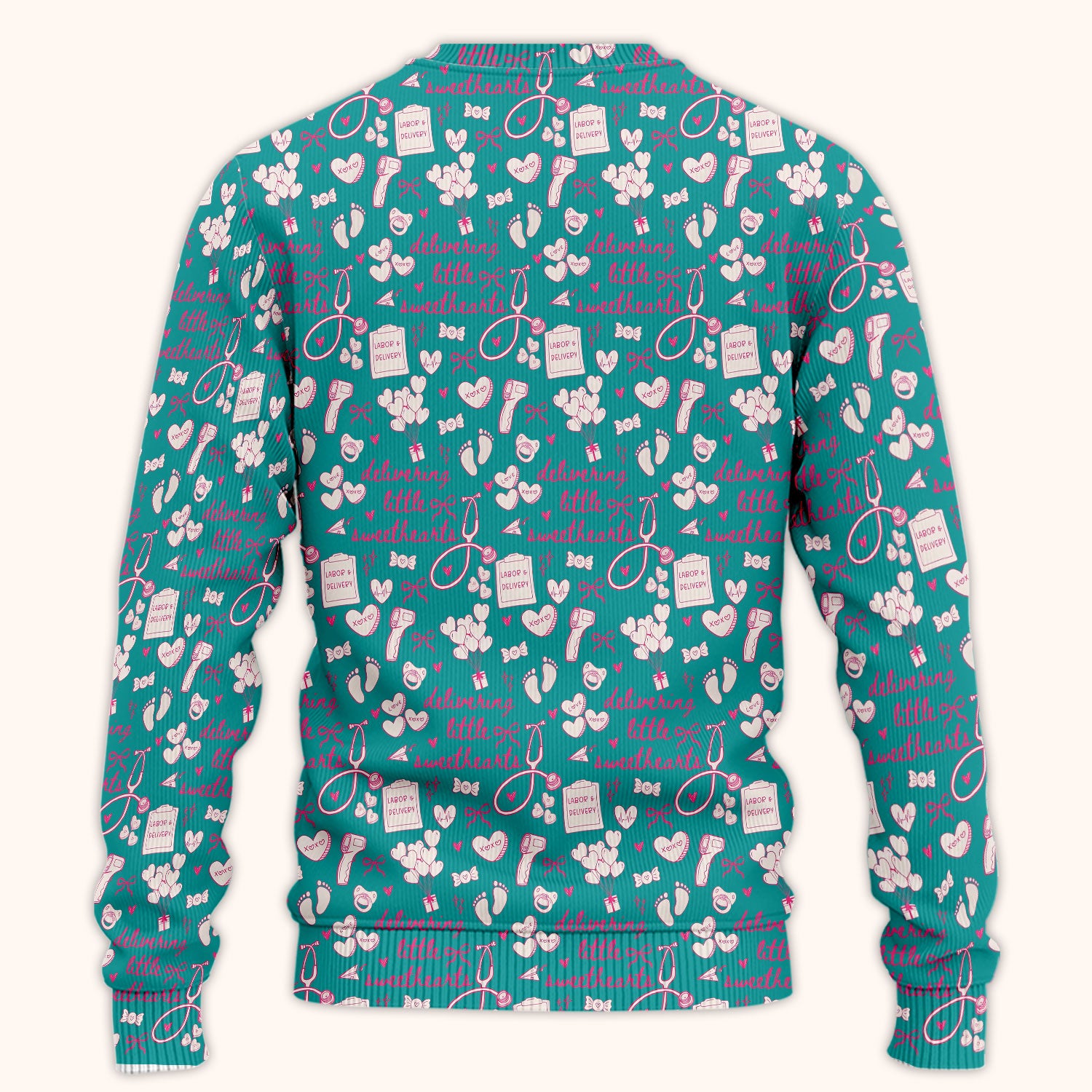 Valentine Labor And Delivery Scrub Set, XOXO Pattern Scrub Shirt, Breathable Fabrics Nursing Uniform For Women