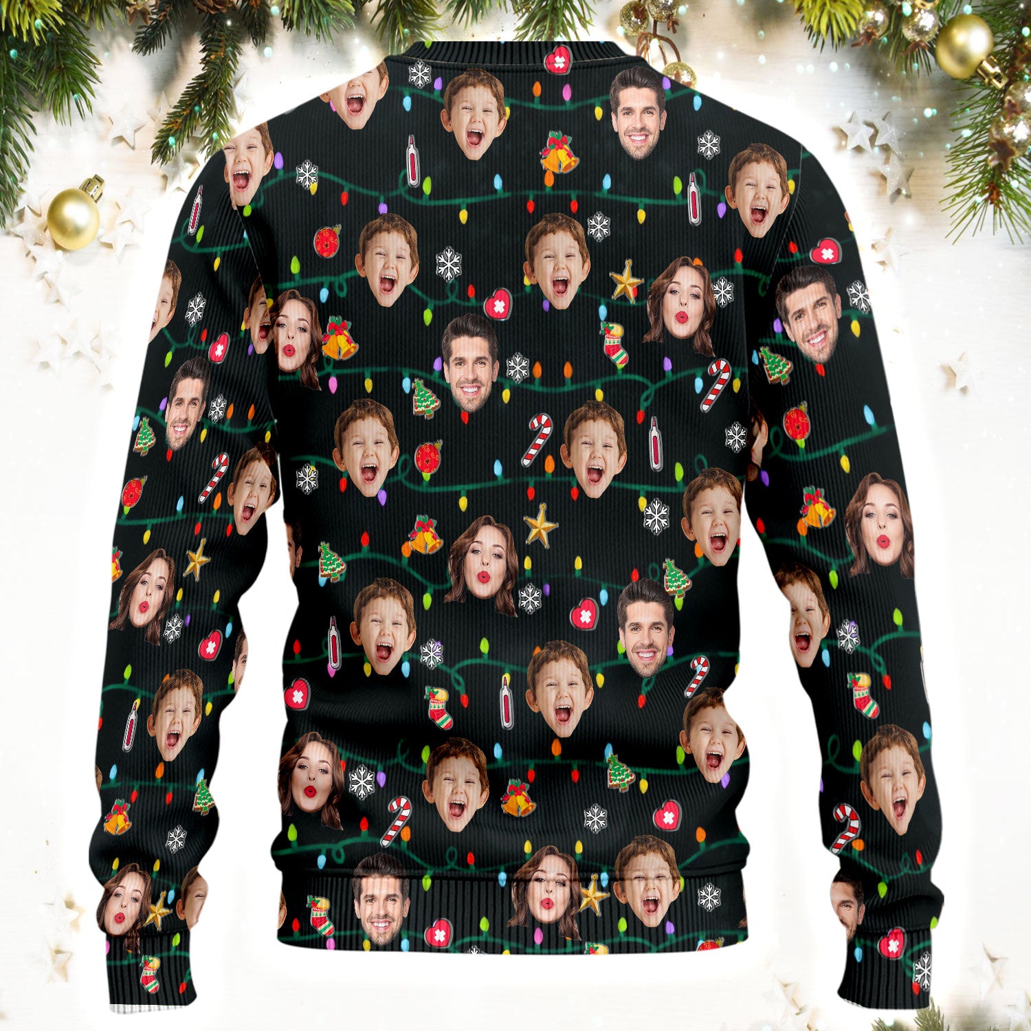 Personalized Xmas Photo Scrub Set, Christmas Custom Face Scrub Shirt, Breathable Fabrics Nursing Uniform