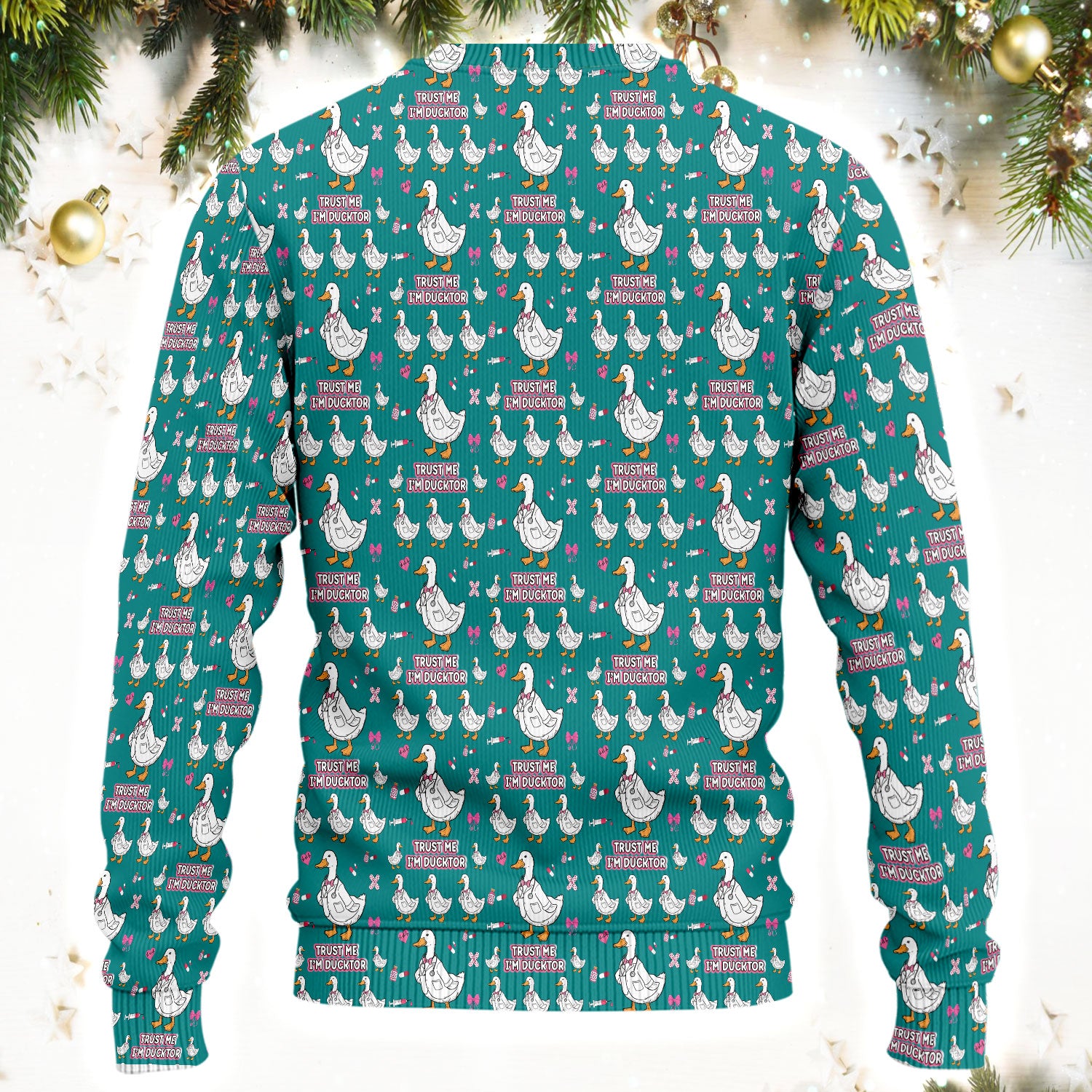 Trust Me I'm Ducktor Scrub Set, Funny Duck Pattern Scrub Shirt, Breathable Fabrics Nursing Uniform For Women
