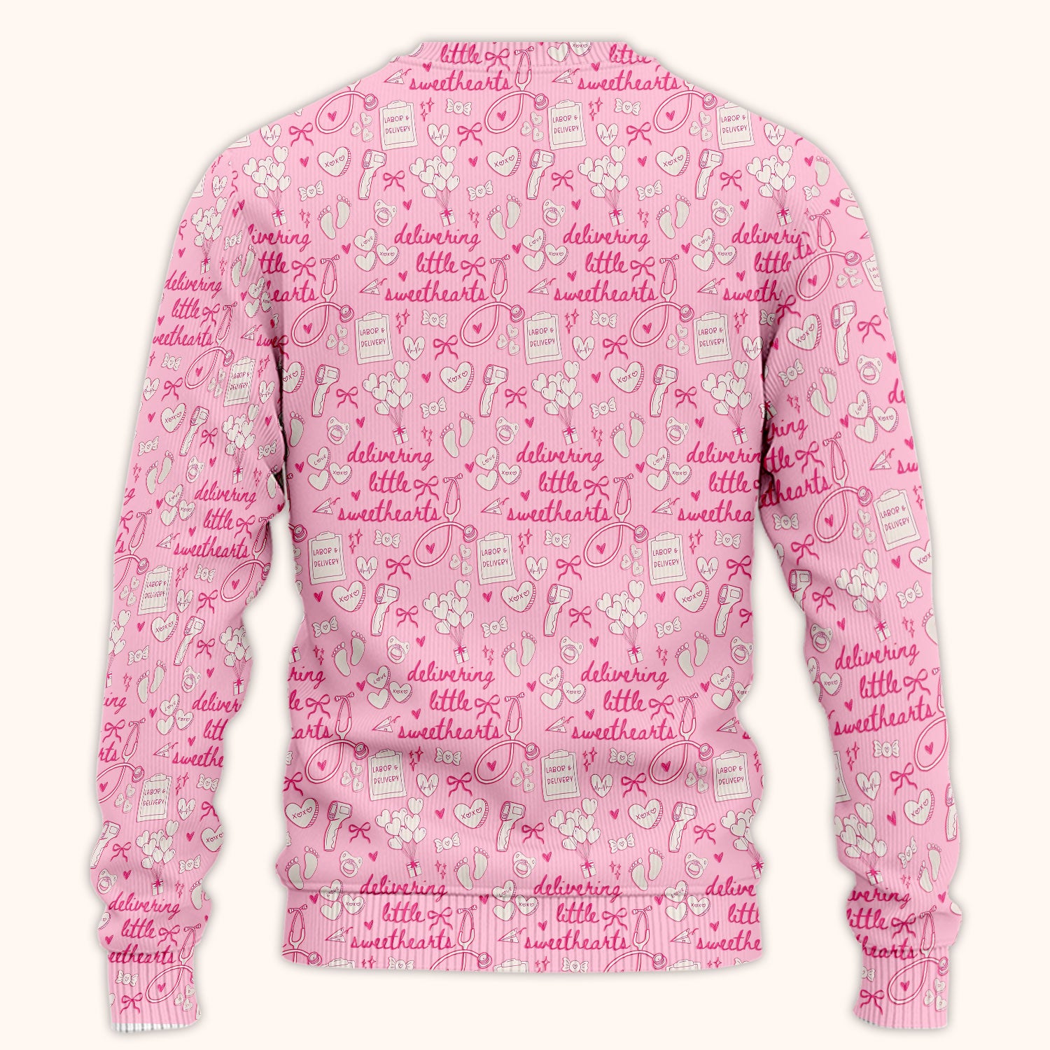 Valentine Labor And Delivery Scrub Set, XOXO Pattern Scrub Shirt, Breathable Fabrics Nursing Uniform For Women