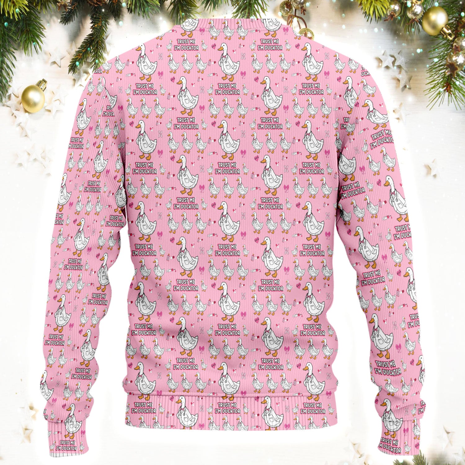 Trust Me I'm Ducktor Scrub Set, Funny Duck Pattern Scrub Shirt, Breathable Fabrics Nursing Uniform For Women