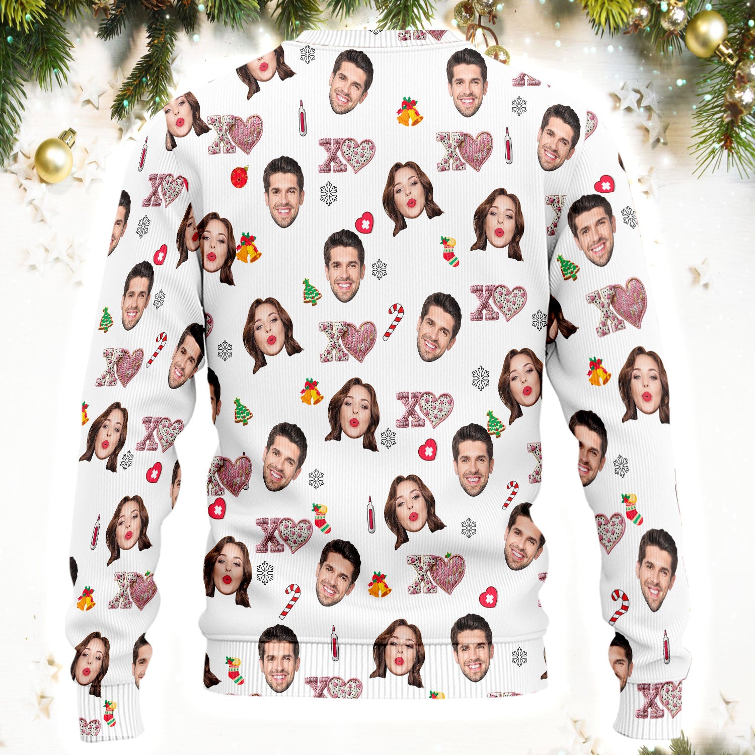 Custom Face Pattern XOXO Scrub Shirt, Personalized Photo Scrub Set, Breathable Fabrics Nursing Uniform