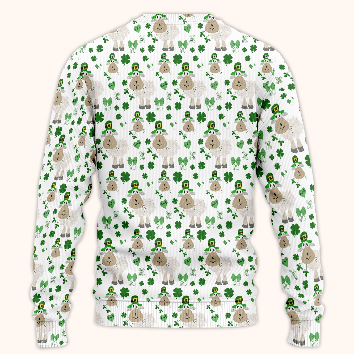 Nurse St. Patrick Scrubs Set, Cute Sheep Shamrock Pattern Nurse Shirt, Breathable Fabrics Nursing Uniform