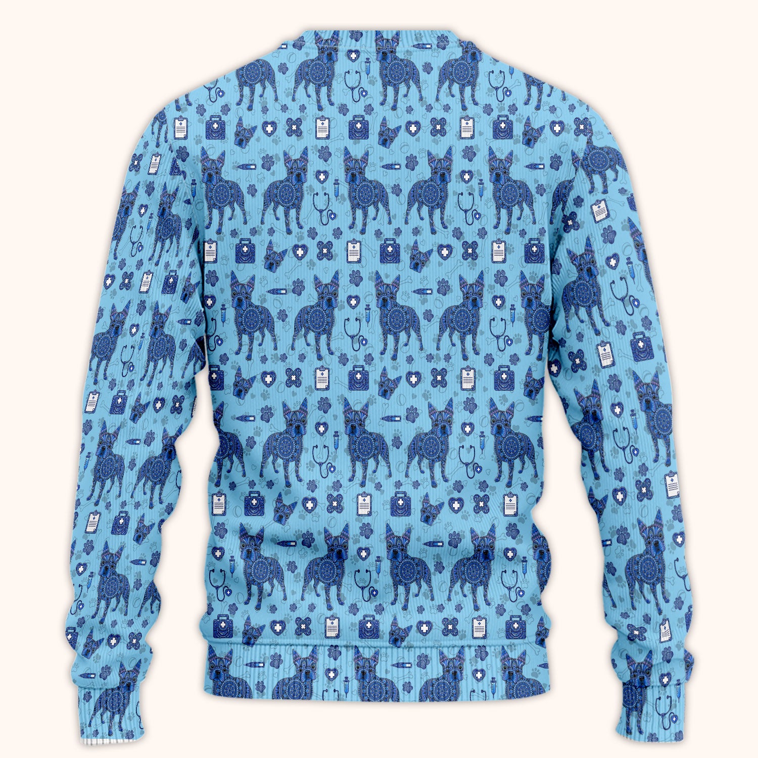 Blue Heeler Australian Cattle Dog Scrub Set, Australia Dot Art Pattern Shirt, Breathable Fabrics Nursing Uniform