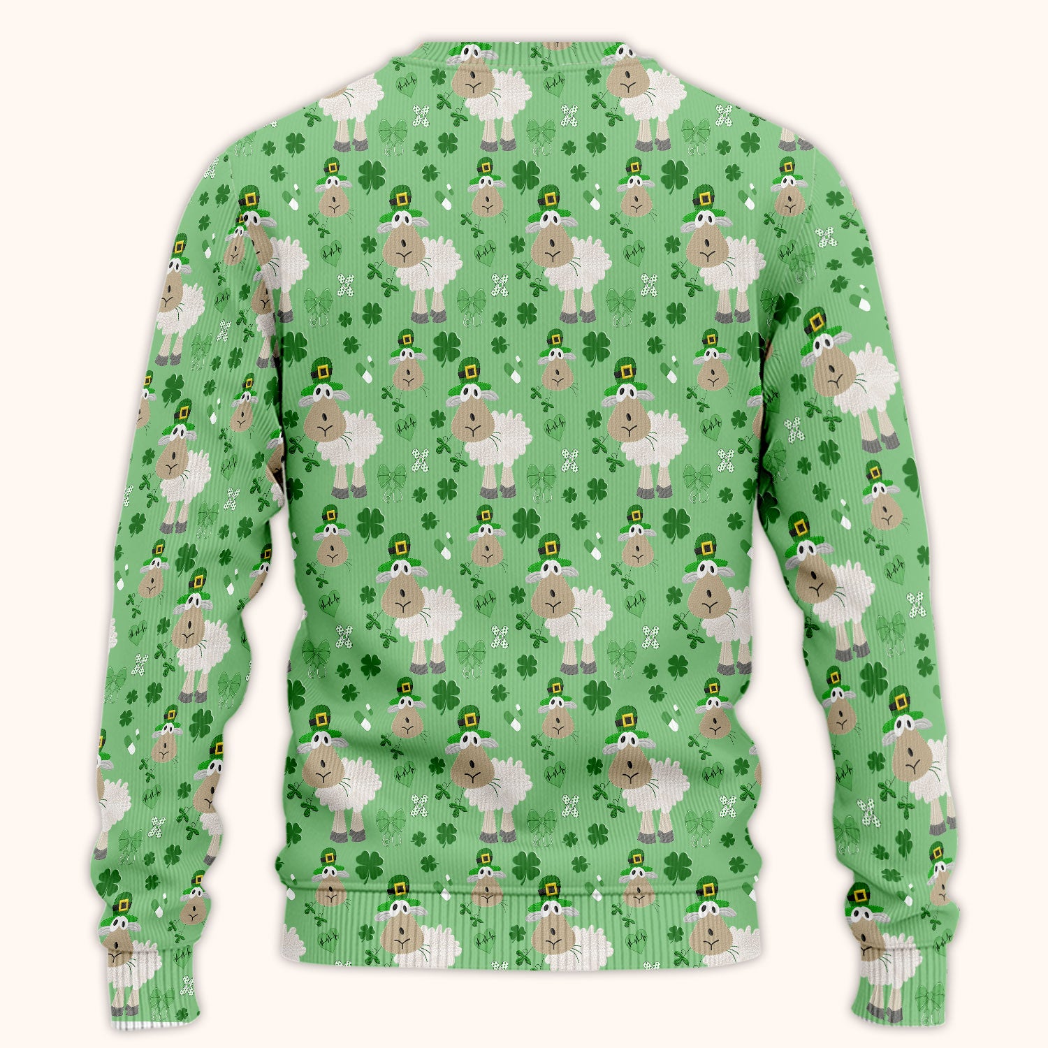 Nurse St. Patrick Scrubs Set, Cute Sheep Shamrock Pattern Nurse Shirt, Breathable Fabrics Nursing Uniform
