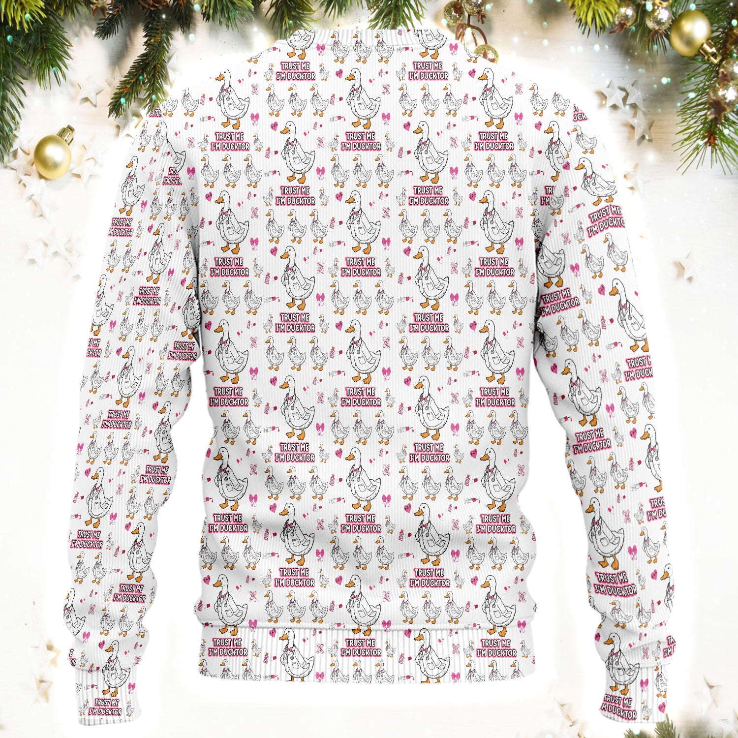 Trust Me I'm Ducktor Scrub Set, Funny Duck Pattern Scrub Shirt, Breathable Fabrics Nursing Uniform For Women