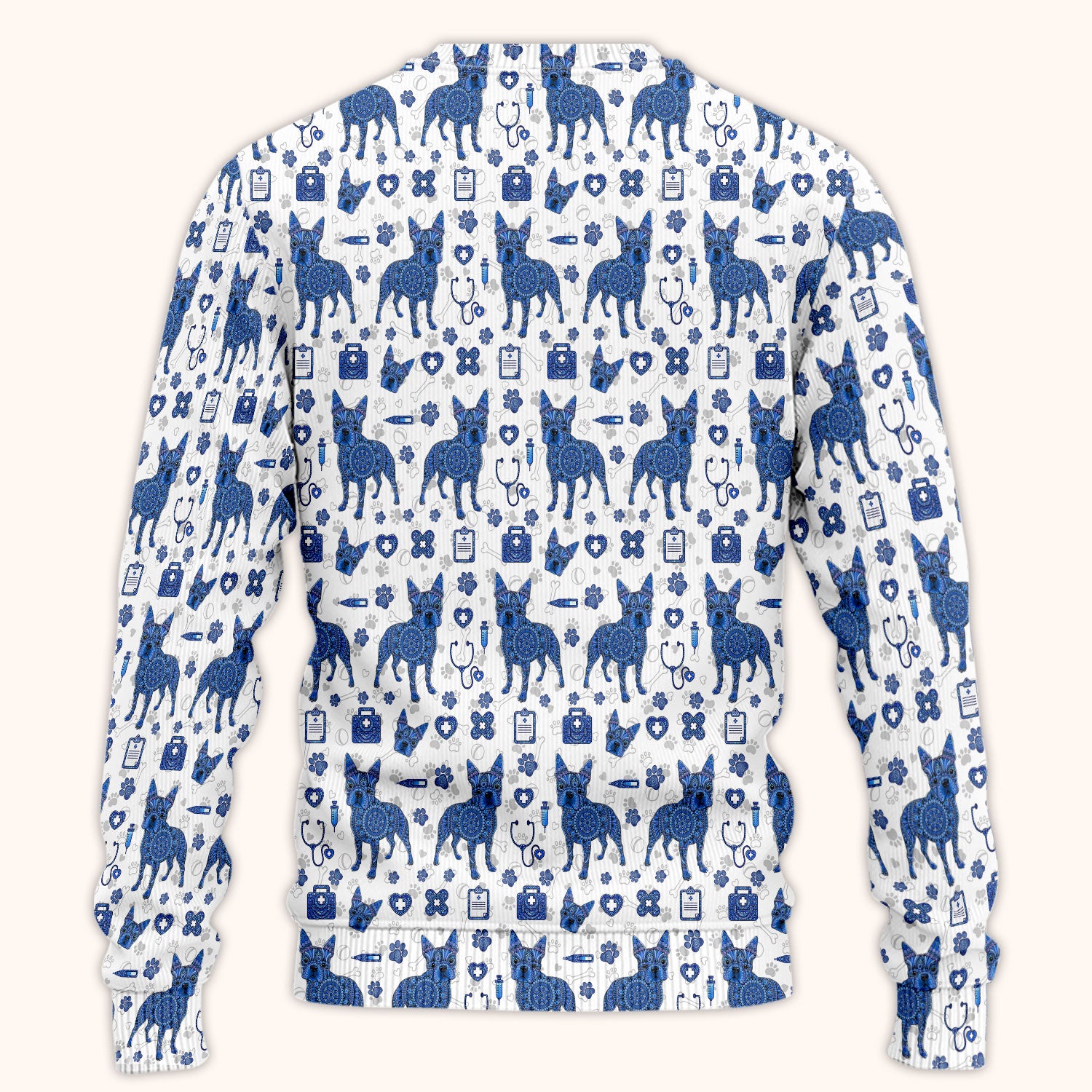 Blue Heeler Australian Cattle Dog Scrub Set, Australia Dot Art Pattern Shirt, Breathable Fabrics Nursing Uniform