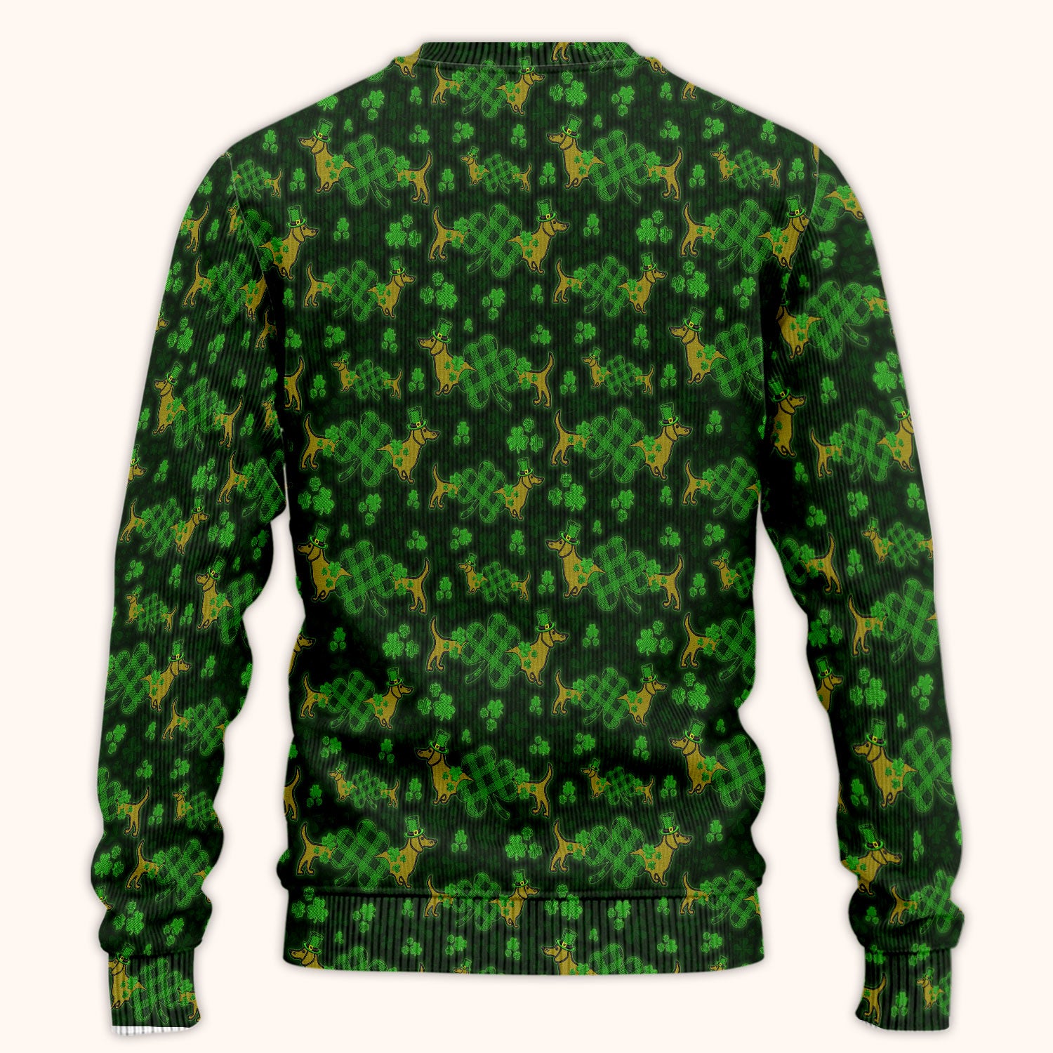 St. Patrick’s Day Dachshund Dog Pattern Scrub Set, Lucky Shamrock Puppy Nurse Scrub Shirt, Green Irish Nursing Uniform