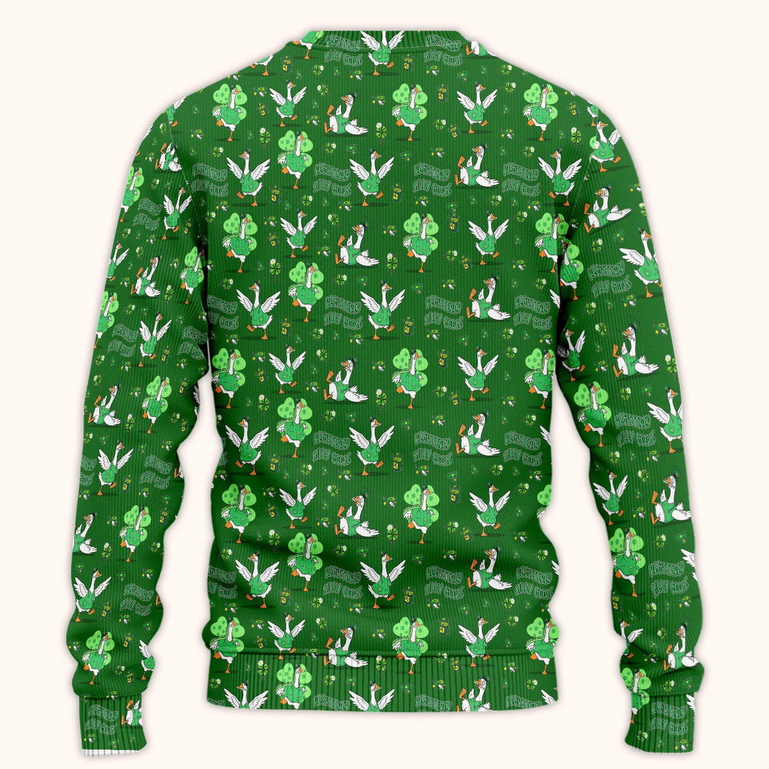 Silly Goose St. Patrick’s Day Scrub Set, Funny Goose Shamrock Pattern Nurse Scrub Shirt, Irish Green Nursing Uniform