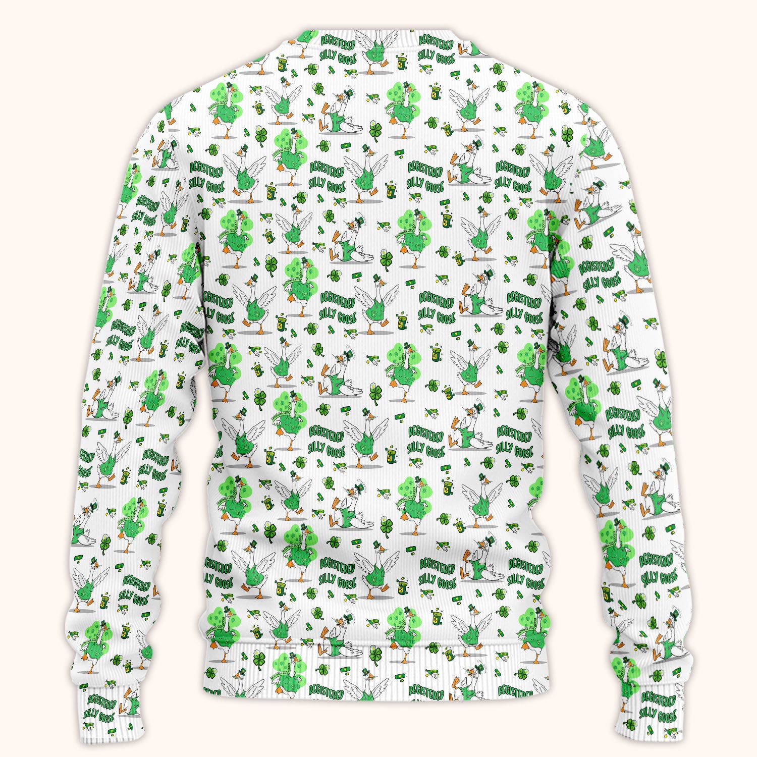 Silly Goose St. Patrick’s Day Scrub Set, Funny Goose Shamrock Pattern Nurse Scrub Shirt, Irish Green Nursing Uniform