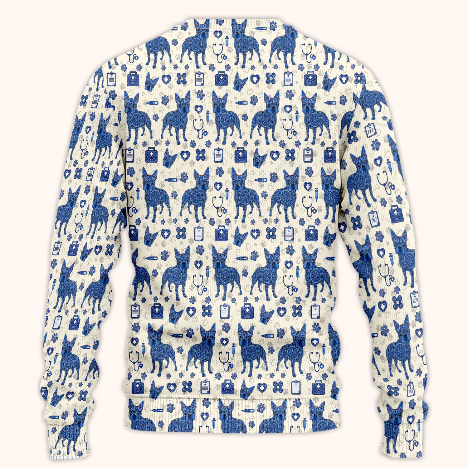 Blue Heeler Australian Cattle Dog Scrub Set, Australia Dot Art Pattern Shirt, Breathable Fabrics Nursing Uniform