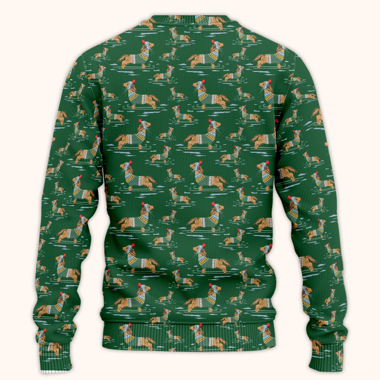 Dachshund Nurse Scrub Set, Wiener Dog Winter Pattern Shirt, Breathable Fabrics Nursing Uniform